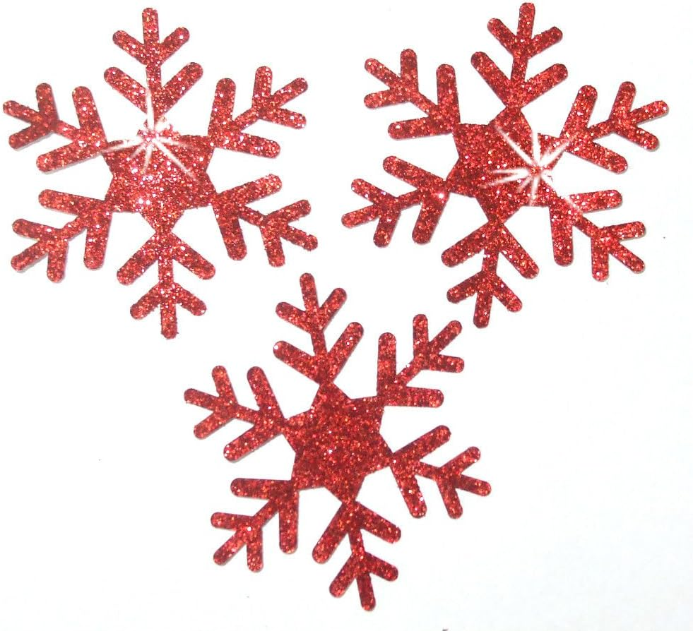 (Blue) - Blue 5 Pack = 15 Glitter 5.1Cm Snowflake Iron-On