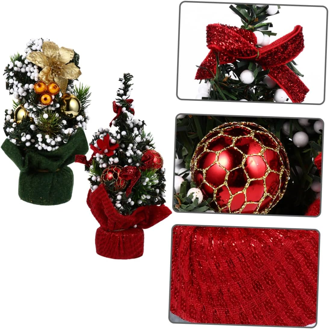 2Pcs Mini Artificial Christmas Trees Desktop Ornaments Christmas Tree Decorations for Home Office image number 2