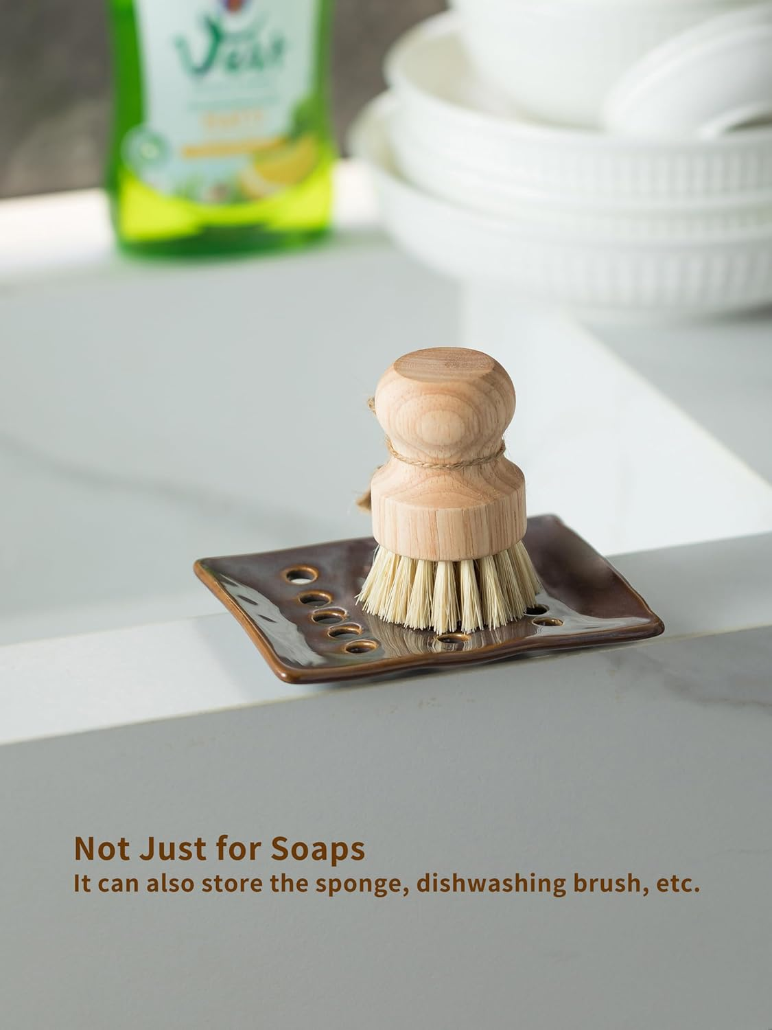 Cormomu Soap Holder, Ceramic Soap Dish for Shower, Japanese Soap Tray with Self Drain for Sponges, Bath Tub, Bathroom, and Kitchen Sink, Purple - Red image number 4