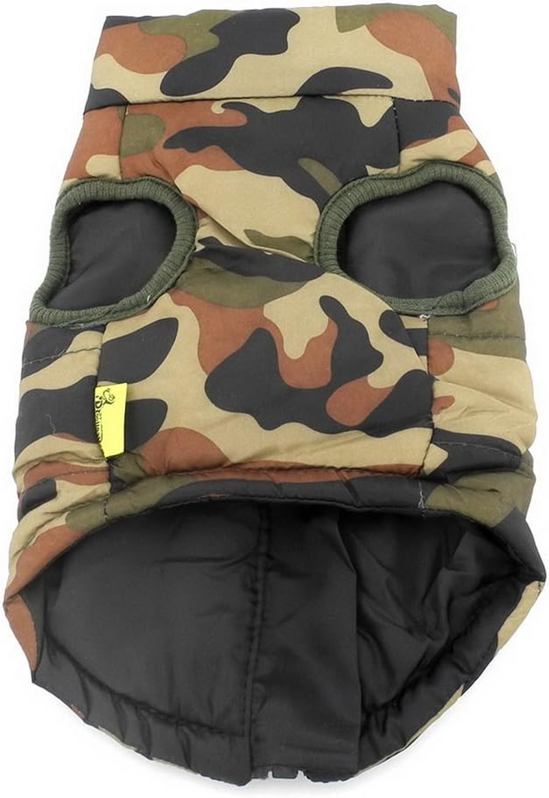 SELMAI Camo Waterproof Small Dog Cat Winter Coat Quilted Vest Jacket Harness with D-Ring Pet Puppy Puffer Coat Chihuahua Cold Weather Clothes Boy Apparel Army Green S image number 2