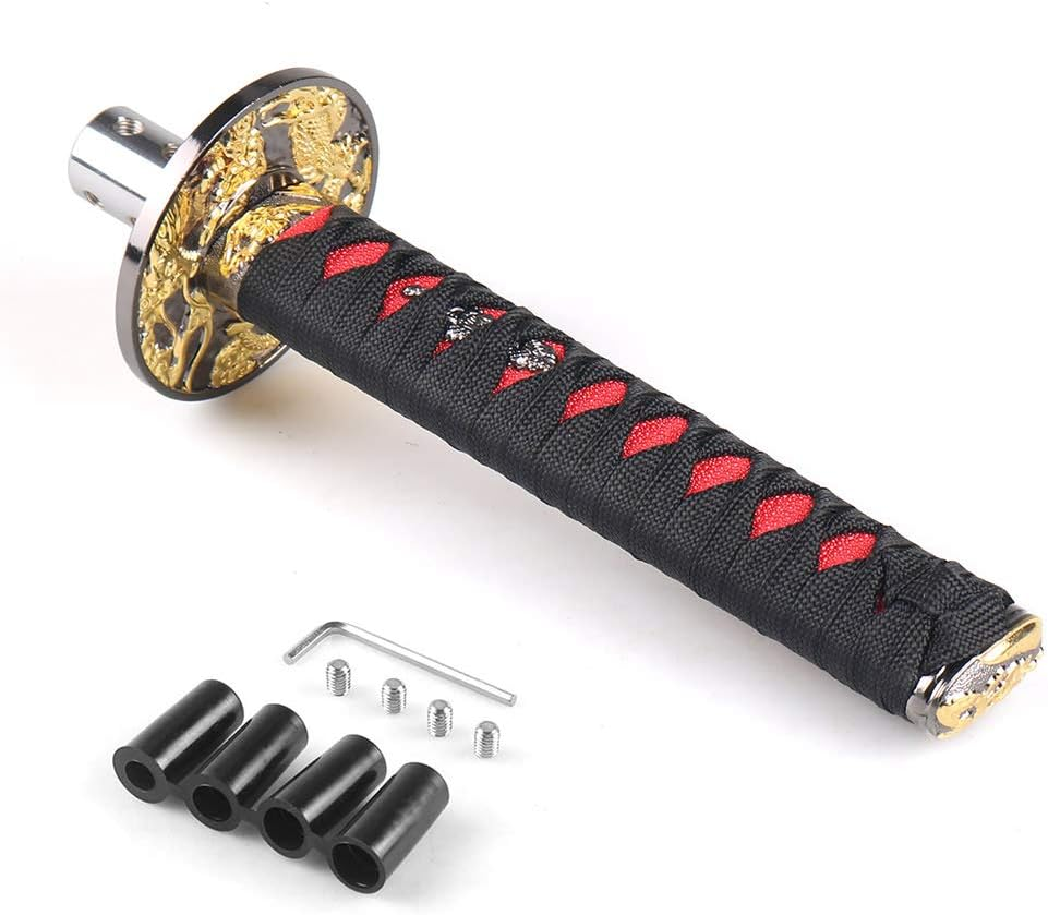 Dyno Racing Universal JDM Katana Samurai Sword Shift Knob Shifter 200MM with Dust Cover Shift Knob Collars with Adapters image number 4