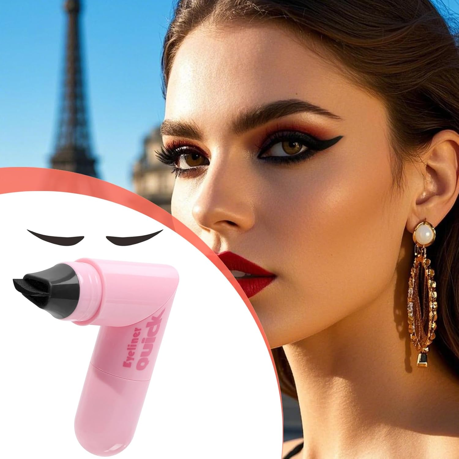 Waterproof Eye Liner Stamp - Professional Double-Ended Beauty Supplies,Rotating Eye Liner Stamp Pen,For Home School Work Offices Date Evening Party Club Festival Wedding Beach Pool Gym image number 2