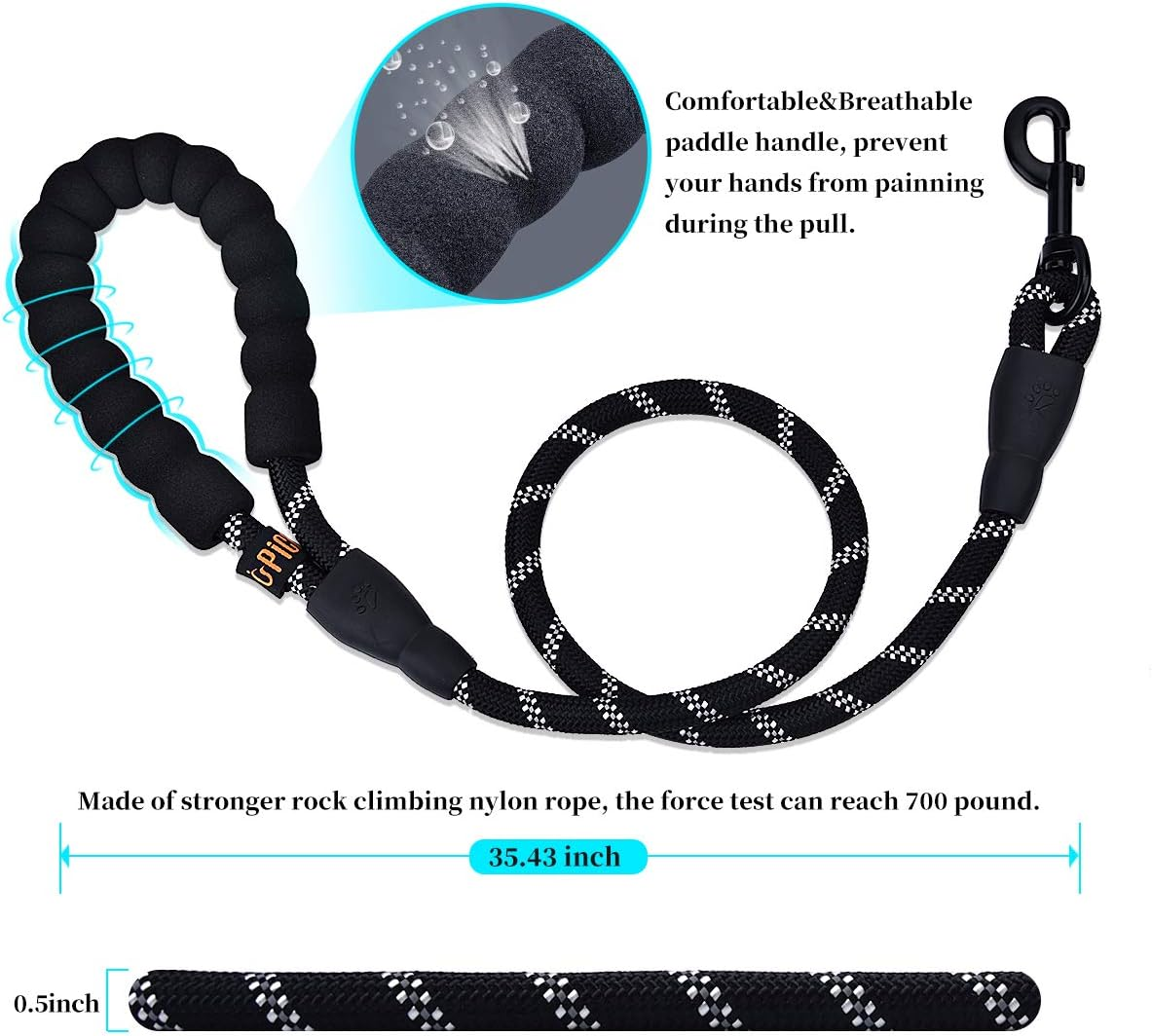 U-Pick Dual Dog Leash, Double Dog Leash, 360 Swivel No Tangle Double Dog Walking Training Leash, Comfortable Shock Absorbing Reflective Bungee for Two Dogs, Black, Medium Large