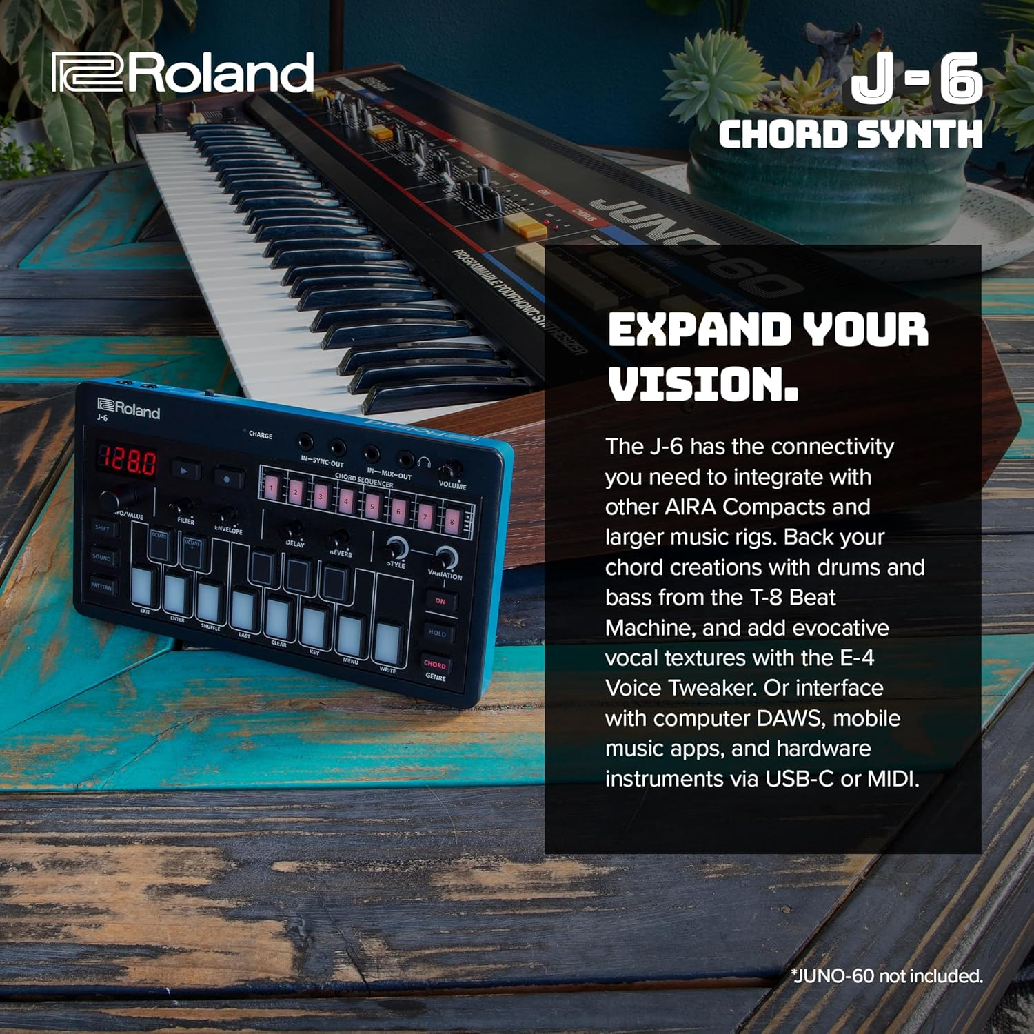 ROLAND AIRA Compact J-6 CHORD SYNTH | Portable Song Creation Machine with Professional Roland Sound and Features | JUNO-60 Synth Engine & Presets | Chord Sequencer | Effects, Black image number 6