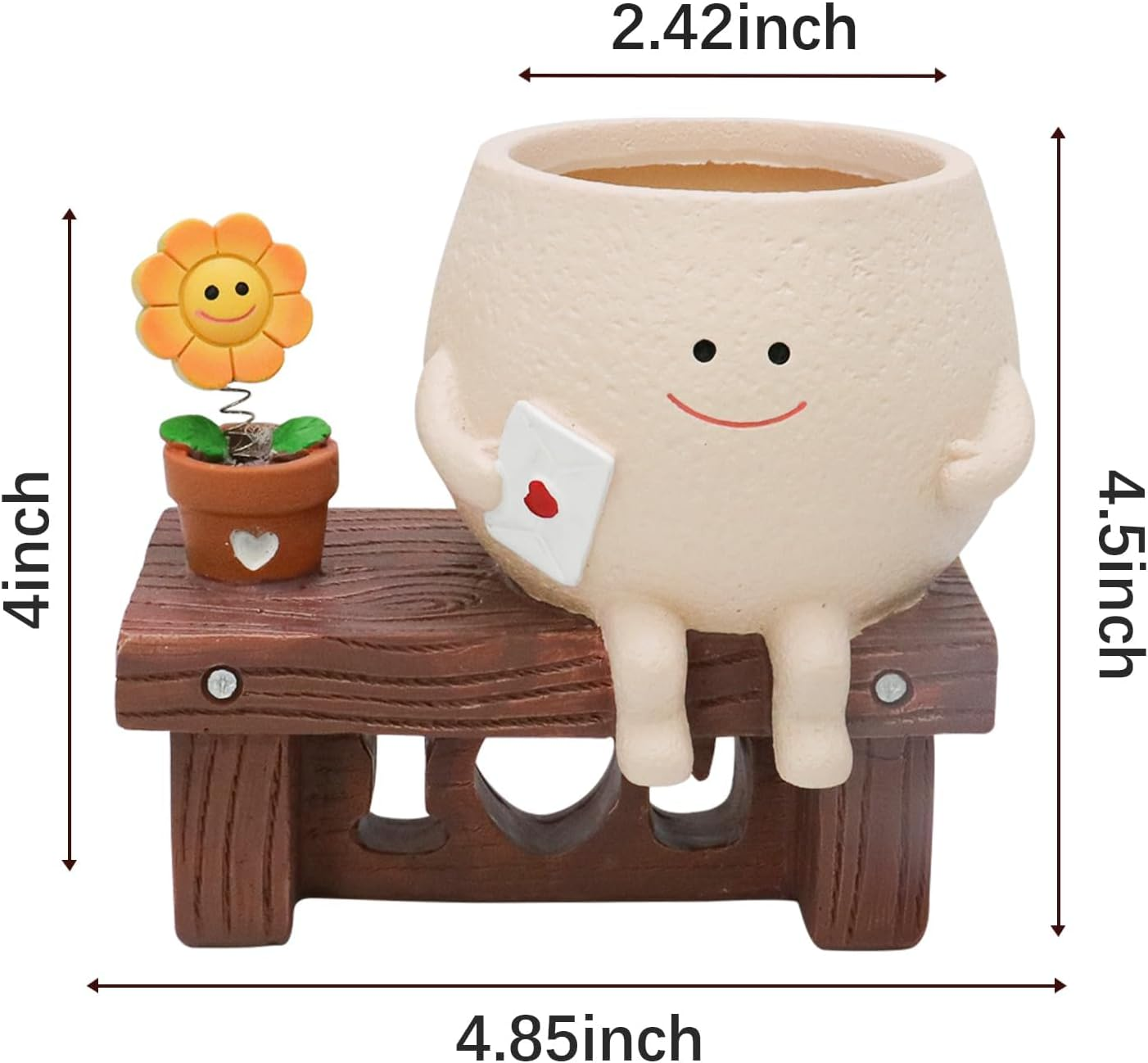 Cute Smiley Face Pot Funny Resin Head Planter Unique Succulent Pots String of Pearls Plant Indoor Outdoor Plants，Ideal Mother'S Day and Christmas image number 5