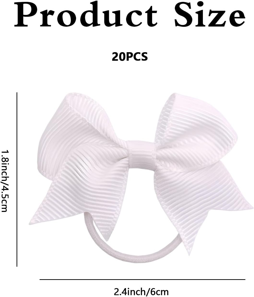 20 Pieces White Hair Accessories, White Hair Bow, Bows for Hair, Girls Bobbles Bows School Bands, Elastics Hair Bands for Girls (White)