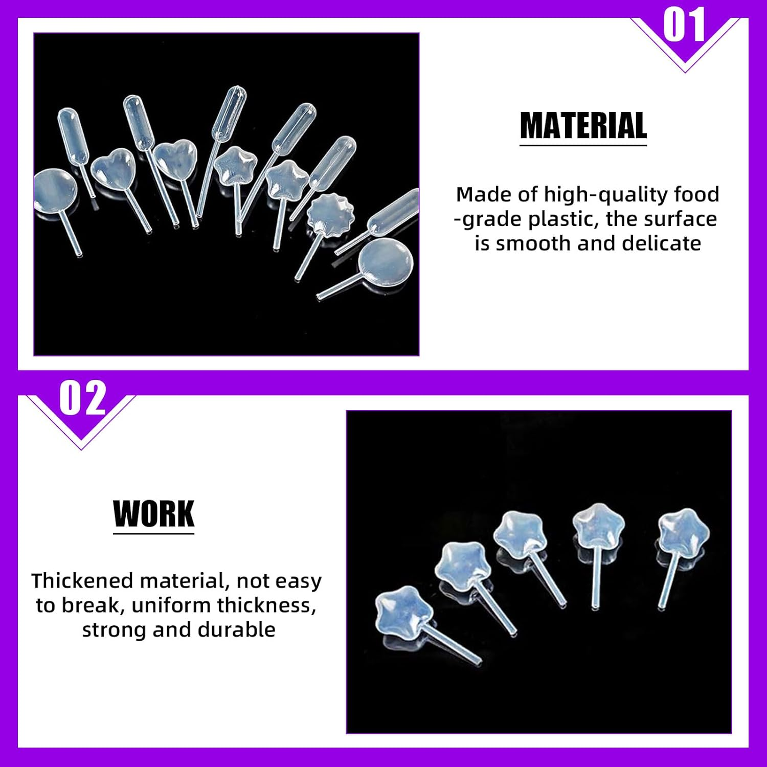 Swpeet 200Pcs 5 Styles 4ML Heart/Round/Star/Rectangular/Gear Mini Squeeze Transfer Cupcakes Pipettes Assortment Kit, Disposable Plastic Droppers for Cupcake Dessert Strawberries Chocolate