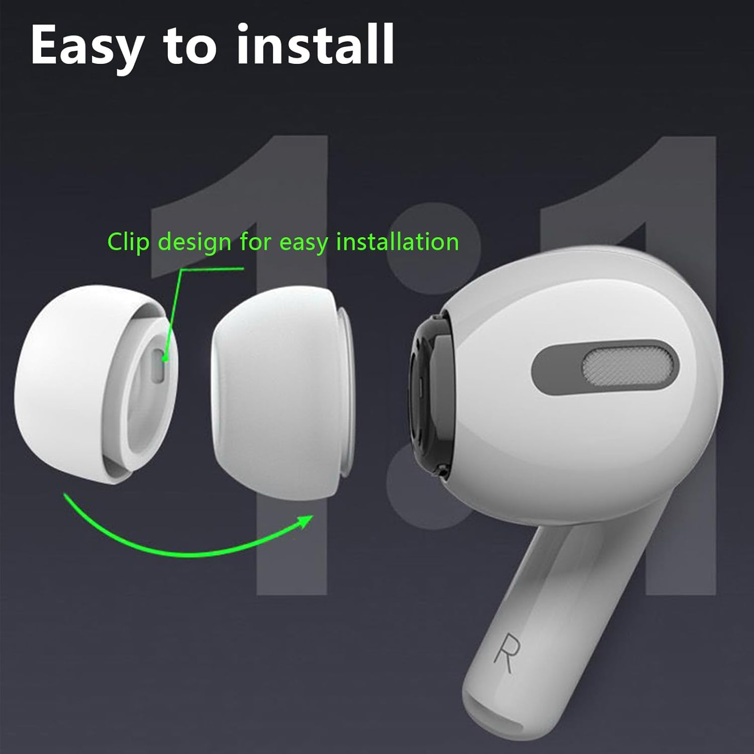 3 Pairs Replacement Ear Tips for Airpods Pro 1/2 with Hole for Noise Reduction and Portable Storage Case, Anti-Slip Soft Silicone Earbud Tips for Airpods Pro, Different Sizes (S/M/L)