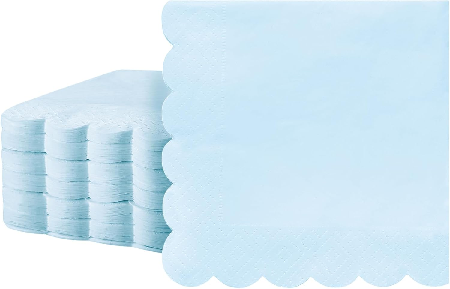 Fuutreo 100 Pcs Scalloped Cocktail Napkins Thick Paper Disposable Party Napkins Beverage Tissue for Wedding Dinner Birthday Supplies, 5 X 5 Inches(Navy Blue)