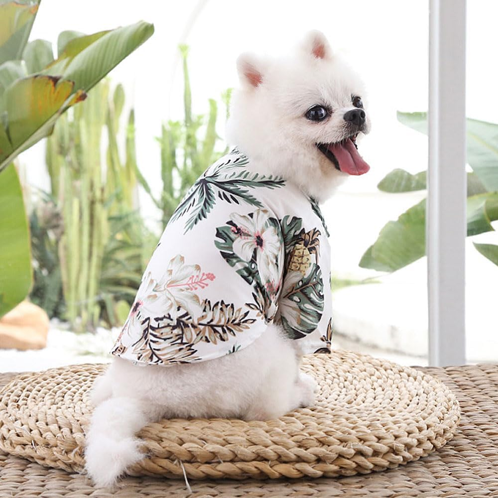 Voarge Pet Polo Shirt, Hawaiian Style Floral Dog Shirt, Printed T-Shirts, Stylish Breathable Dog Summer T-Shirt for Small to Medium Dogs Cats (Pineapple Navy, XL) image number 4
