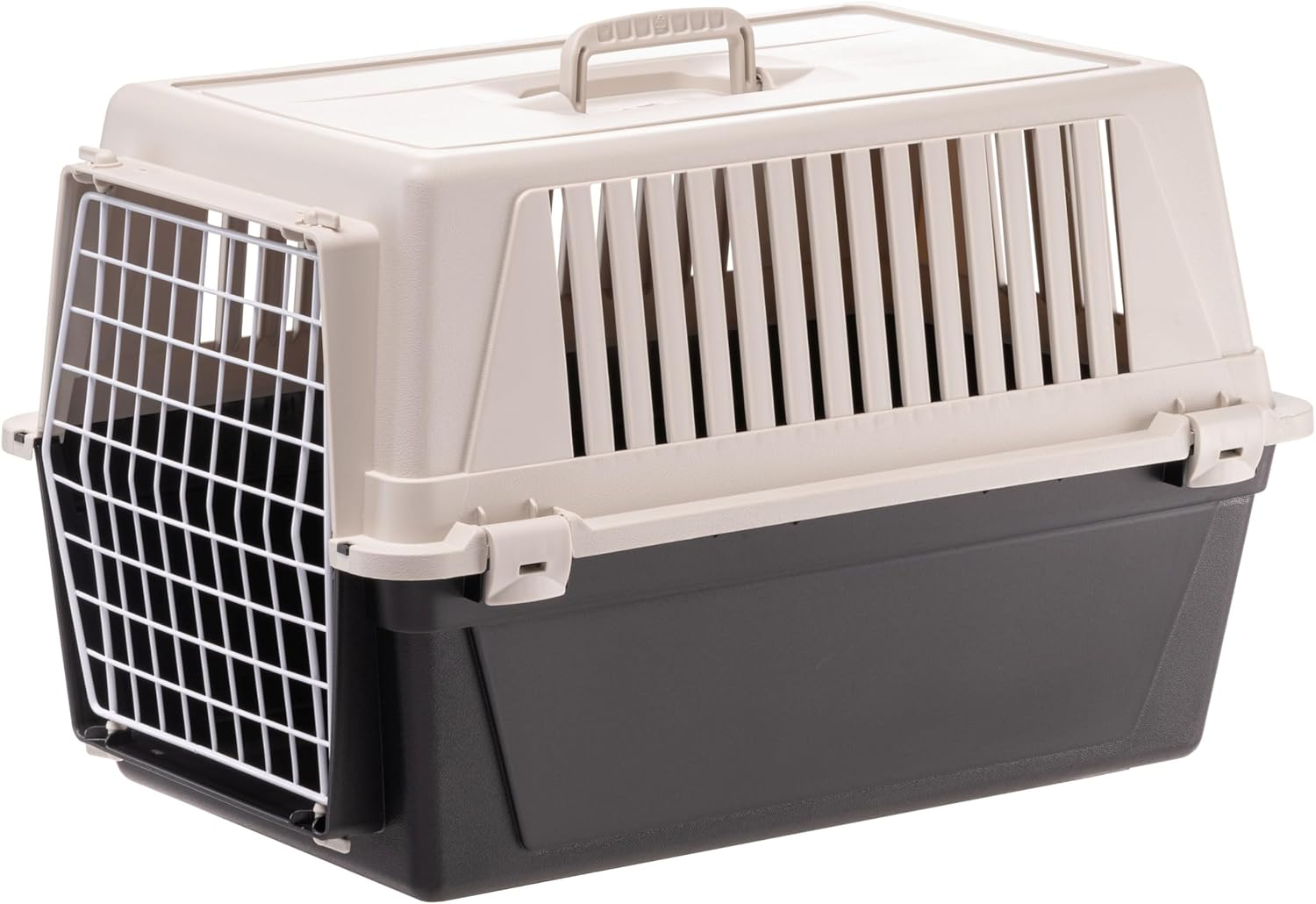 Ferplast Rigid Carrier for Small-Sized Dogs and Cats Atlas 20 EL, Pet Transport Box, Sturdy Plastic, Plastic-Coated Steel Door, Ventilation Grills, 37 X 58 X H 32 Cm Black