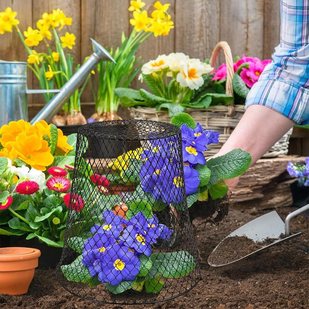 HYAVIA 5 Pack Metal Plant Protectors &ndash; Chicken Wire Cloche Covers for Pots & Gardens, Mesh Barriers to Protect Flowers, Vegetables, and Fruits from Animals (Black) image number 2