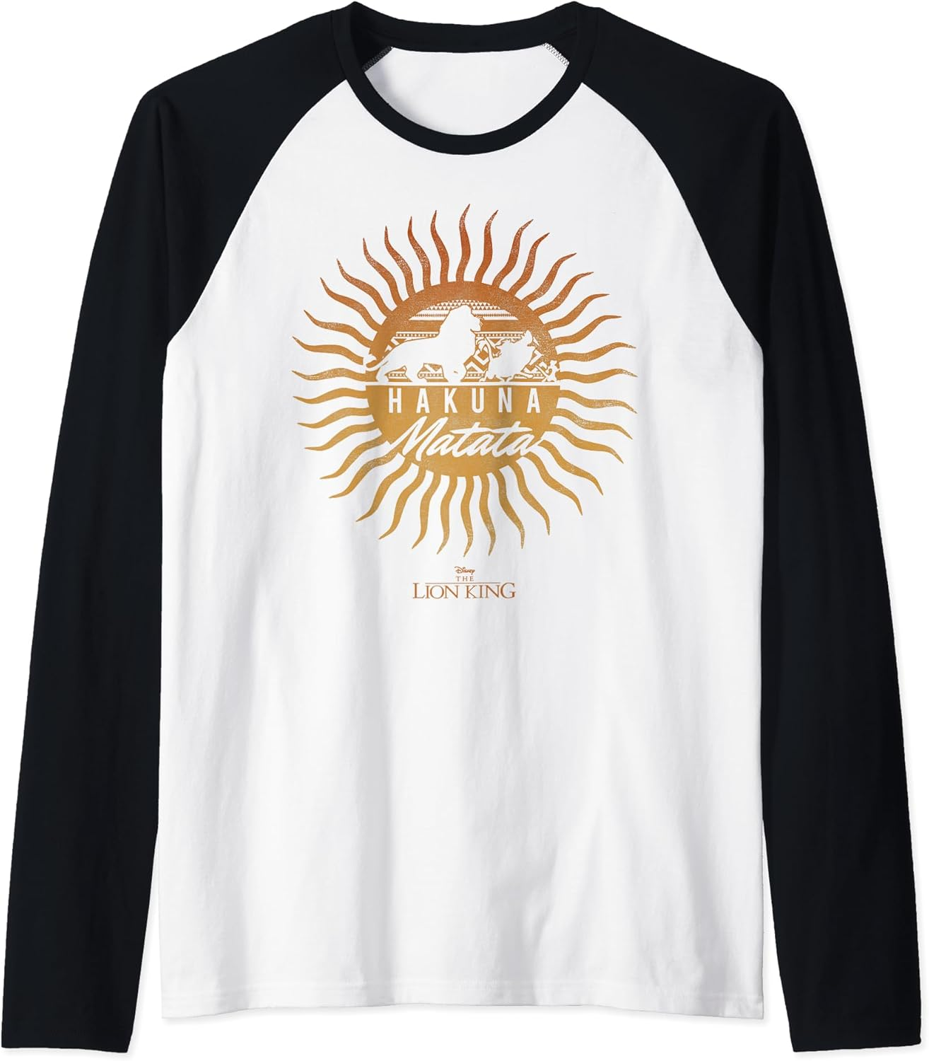 Disney the Lion King Sun Rays Gradient Hakuna Matata Raglan Baseball Tee