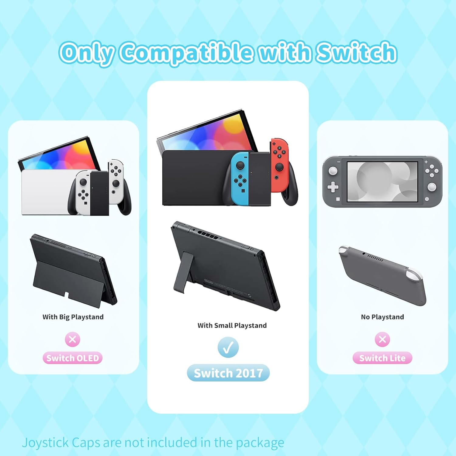 Protective Shell for Regular Switch,Kawaii Cartoon Dockable Case for Regular Switch,Anti-Scratch and Shock-Absorption Design Cover Skin (Blue) image number 1