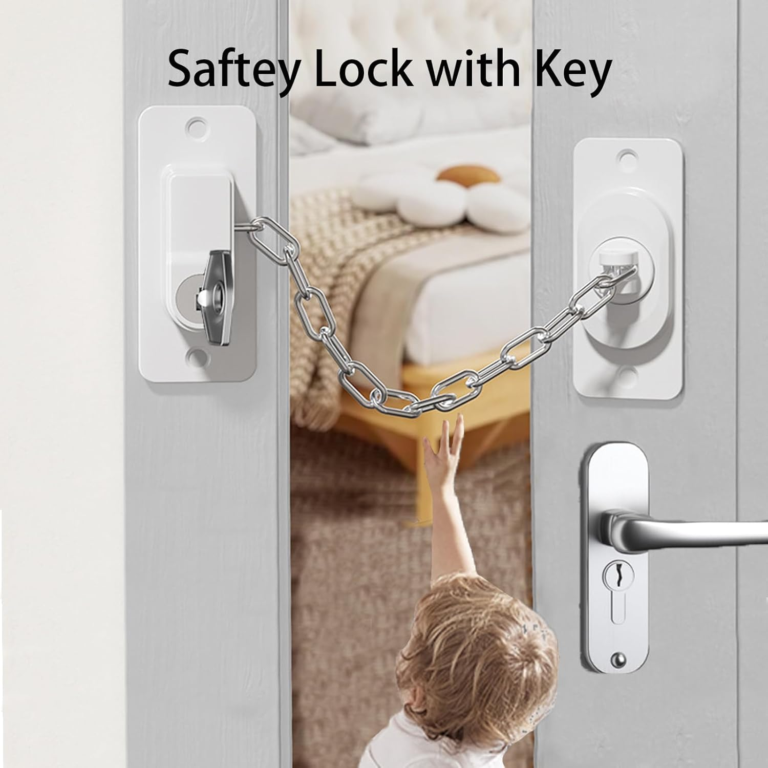 CMINGJ (6 Pack) Child Safety Locks, Adjustable Refrigerator Lock with Keys, for Fridge, Door, Drawers, Toilet and Child Safety Cabinet Lock, Door Lock, Window Lock for Kids and Toddlers (White) image number 3