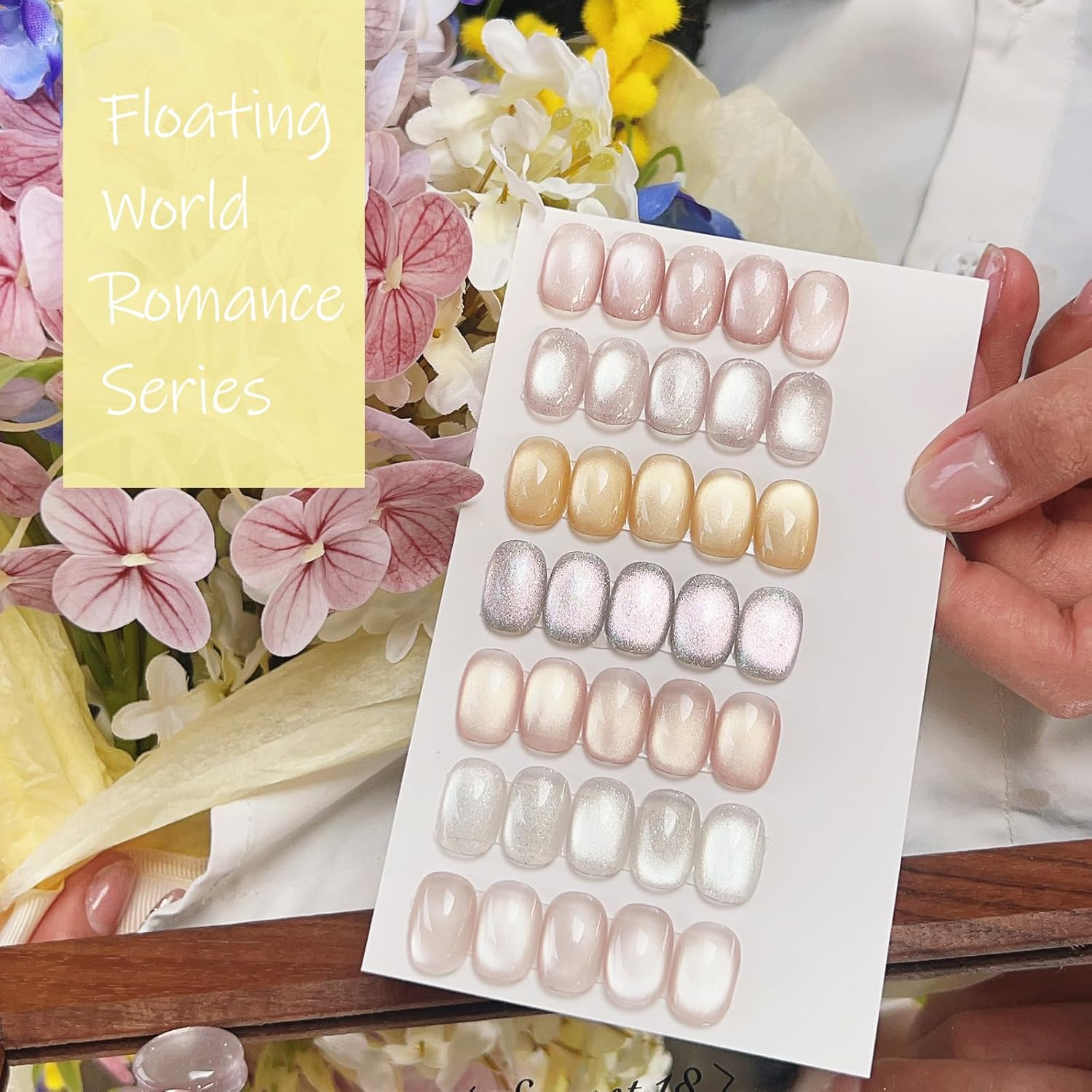 ADHERE Ukiyo Romance Series - 12Ml Cat Eye Gel Nail Polish 1Pc Holographic Magnetic Gel Polish, Soak Off, for Manicure Salon DIY at Home (Rose Maiden) - First Snowfall image number 5