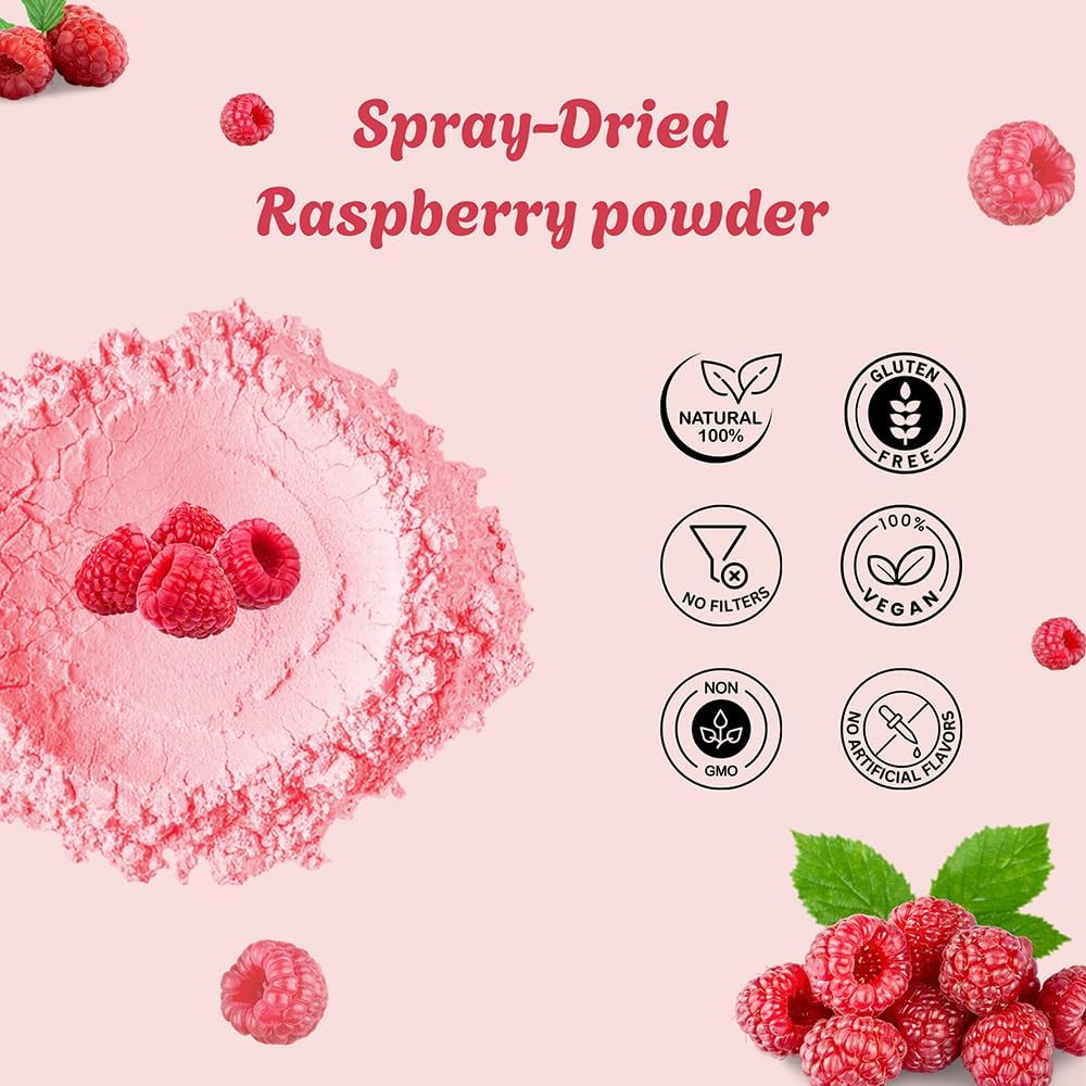 Raspberry Powder 114 G | Pure Spray-Dried Raspberries for Smoothies, Baking, Health Drinks | Healthy and Flavored Drink image number 4