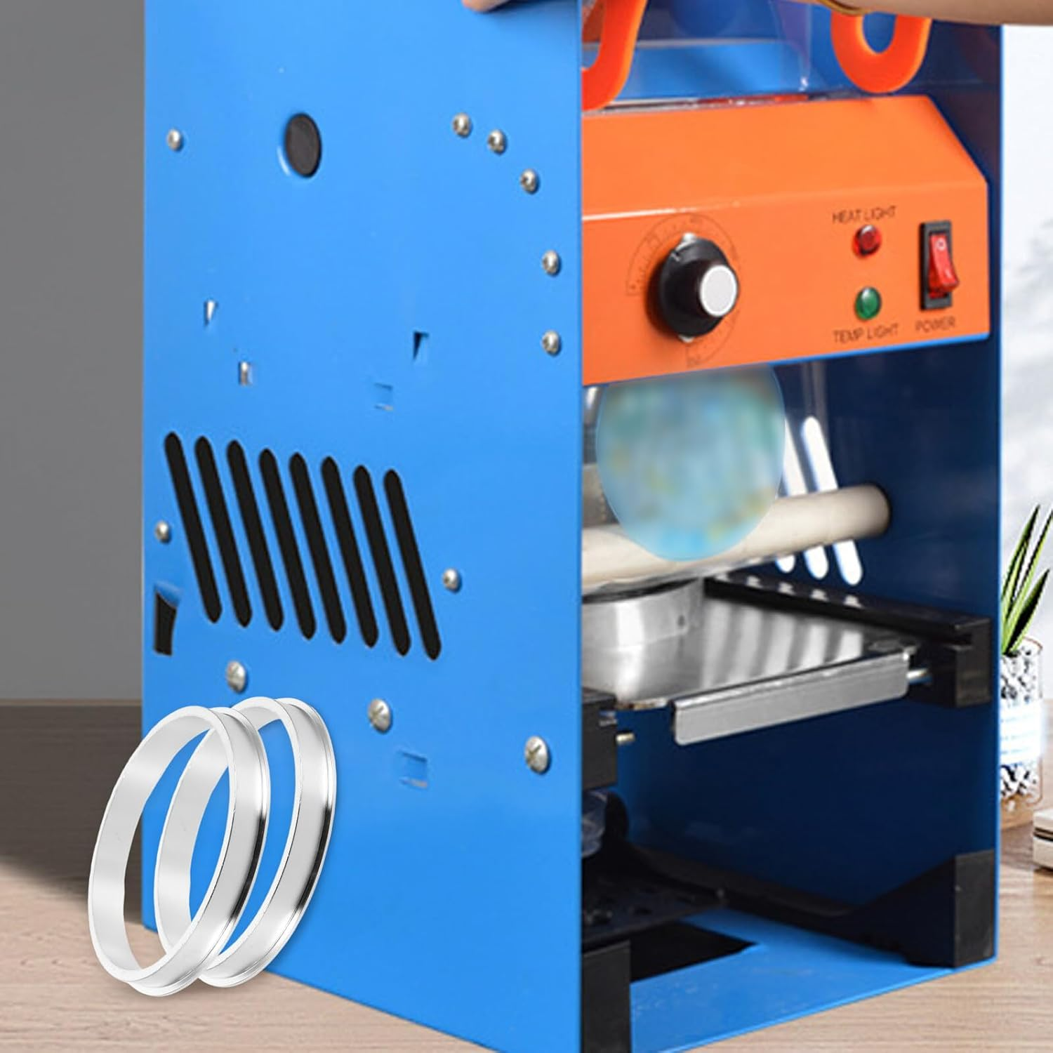 LABRIMP 2Pcs Aluminum Cup Sealing Ring for Cup Sealer Machine Gasket Replacement for Milk Tea and Coffee Shops Compatible with Hot and Cold Drink Sealers image number 1