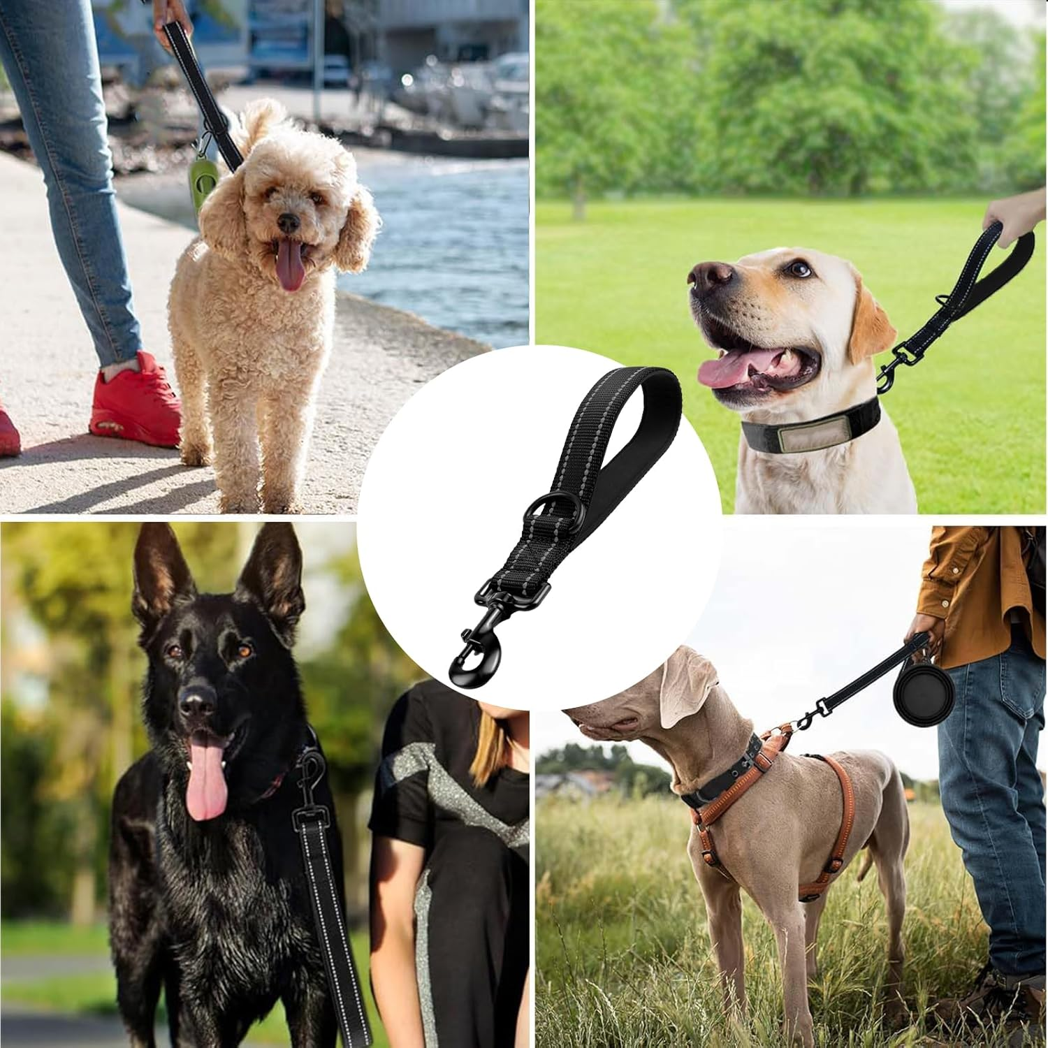 Mezrkuwr&reg; Strong Short Dog Lead, Heavy Duty Traffic Lead for Dogs, Dog Training Control, Reflective Leashes for Medium and Large Dogs image number 2