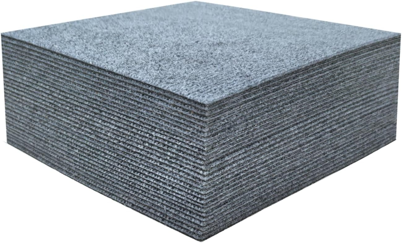 48PCS 30X30CM Self Adhesive 12-Inch Carpet Floor Tiles, Anti-Slip Reusable Squares Peel and Stick Carpet Floor Tile Easy Install DIY for Bedroom Living Room,Grey.