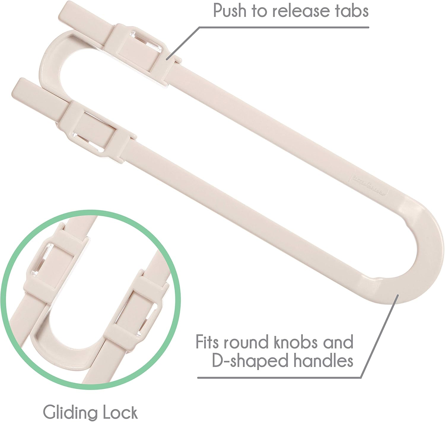 Little Chicks U-Shaped Baby Safety Glide Lock - Adjustable Childproof Cabinet Latches for Kitchen Cupboard - Suitable for Babyproofing Cabinets Knobs & D-Handles image number 5