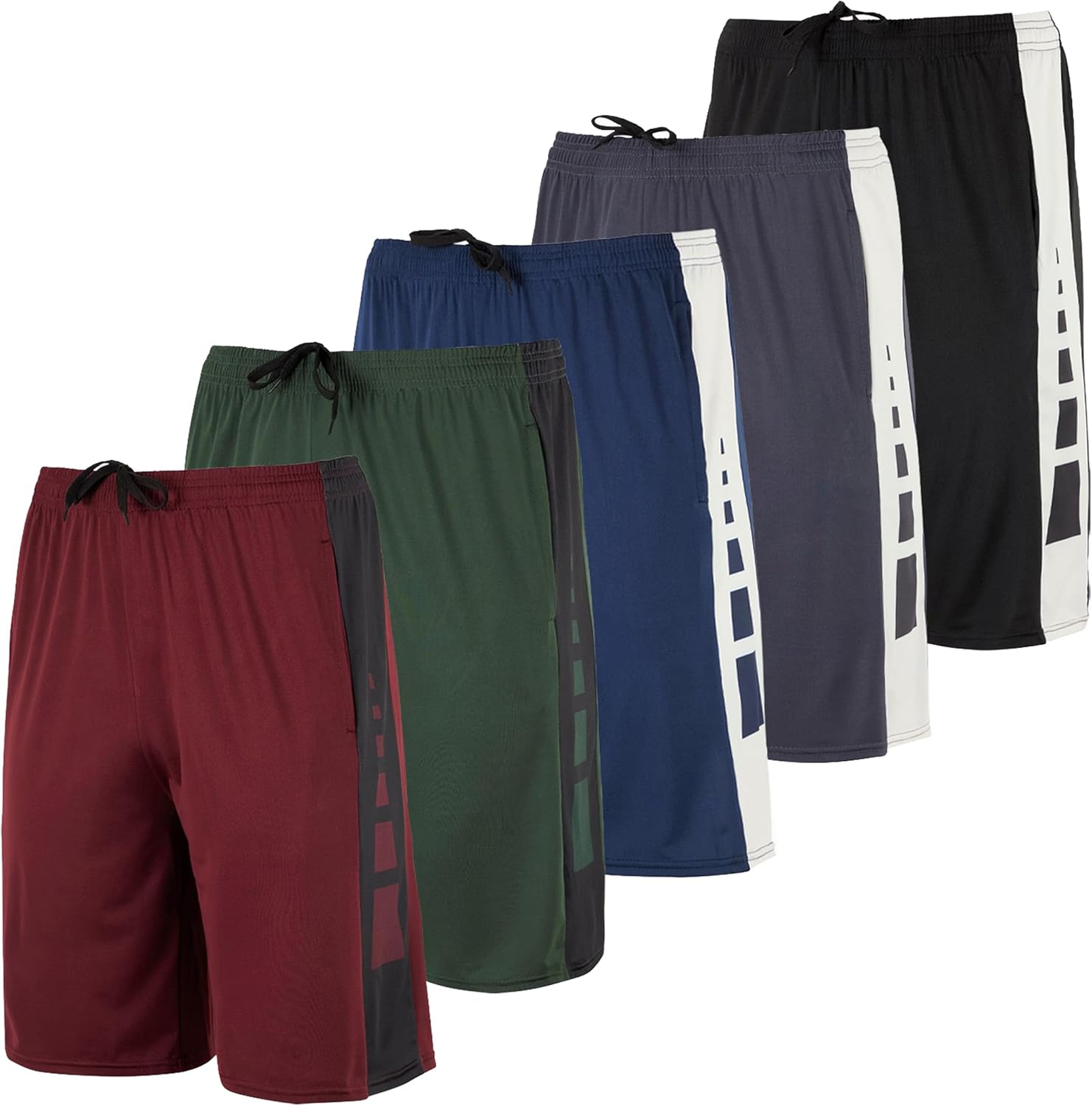 Real Essentials 5 Pack: Men'S Dry-Fit Sweat Resistant Active Athletic Performance Shorts image number 3