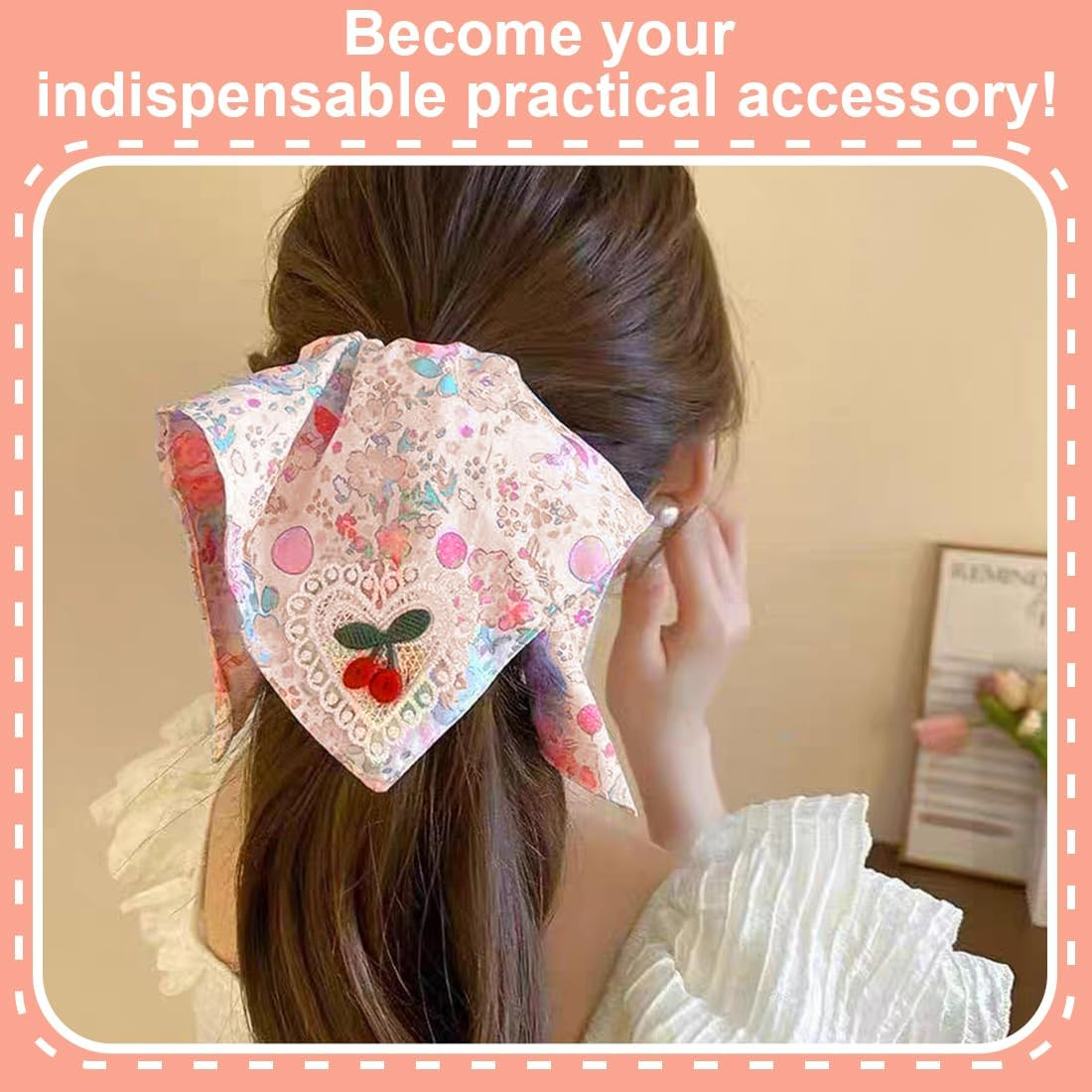 CATOR 1 Piece Hair Bobbles Silk Scrunchies for Women, Hair Scrunchies Soft Elastic Silk Skrunschis Large for Women Girls image number 5