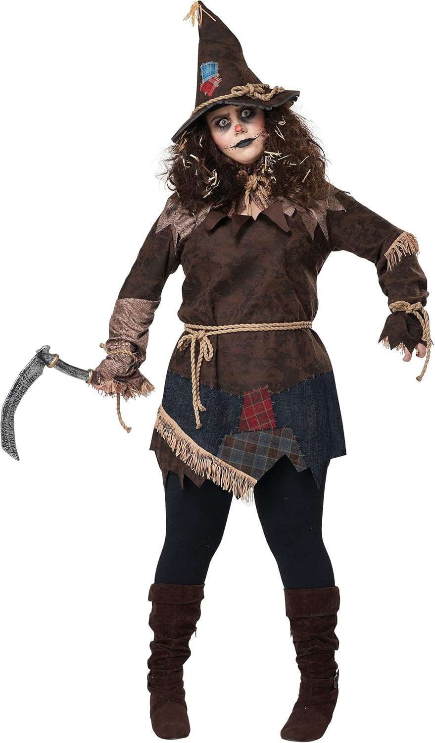 Women'S plus Size Creepy Scarecrow Costume 2X Black image number 3