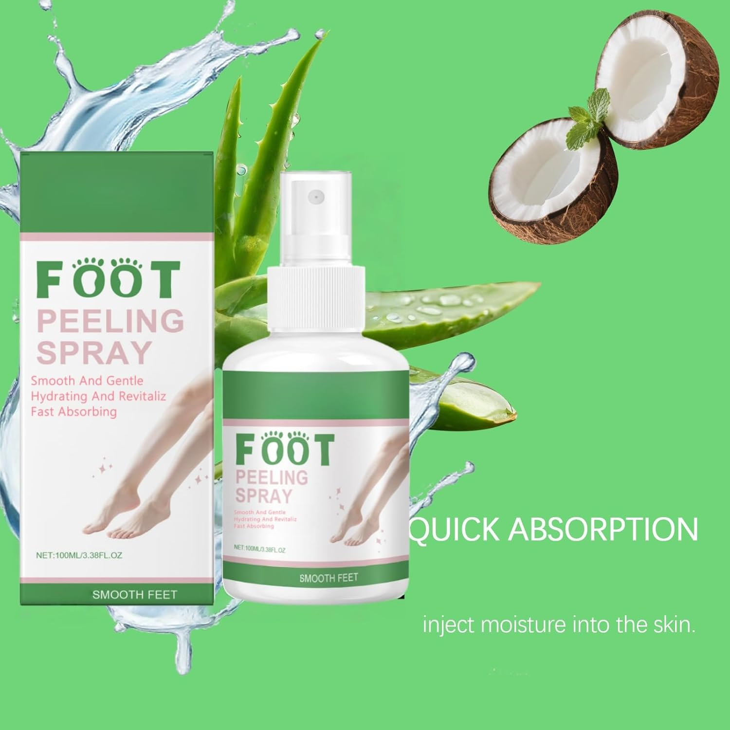 Tea Tree Foot Peeling Spray， Foot Lotion & Cream for Dry Cracked Feet/Heels, Scrubber Dead Skin Remover, Feet Callus Remover Gel, Hydrating & Exfoliating Care for Women (1) - 5 image number 3