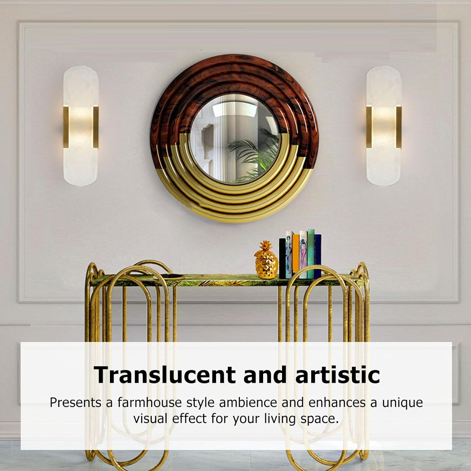 SENECESLI Marble Wall Sconces, Modern Wall Lamp with 3000K Warm Light Bulb, Wall Mount Lamp for Bedroom Living Room Hallway image number 4