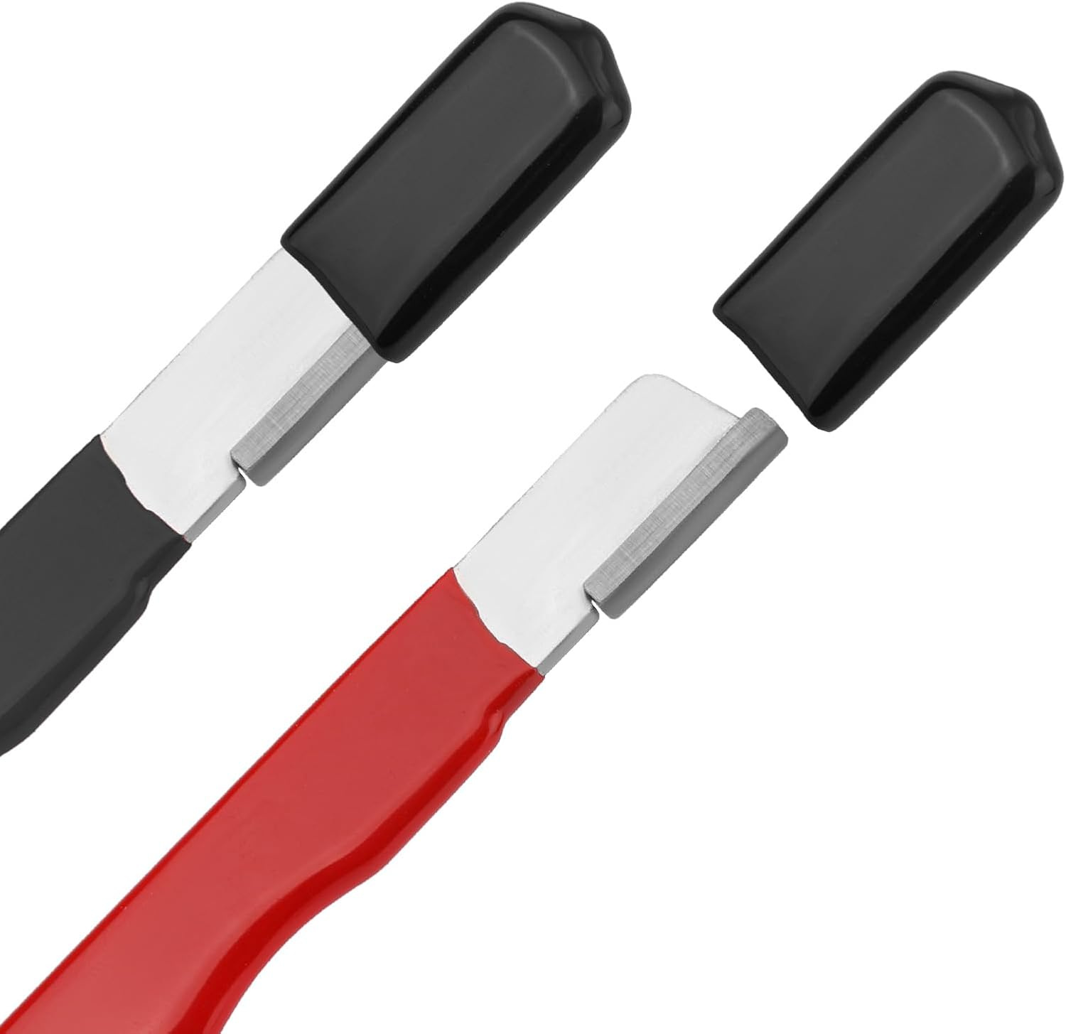 2 Pieces Gardening Tool Sharpener, Multi-Use Sharpener Portable Pocket Blade Sharpener for Pruning Shears Axes Sickles Fence Shears (Black and Red) image number 5