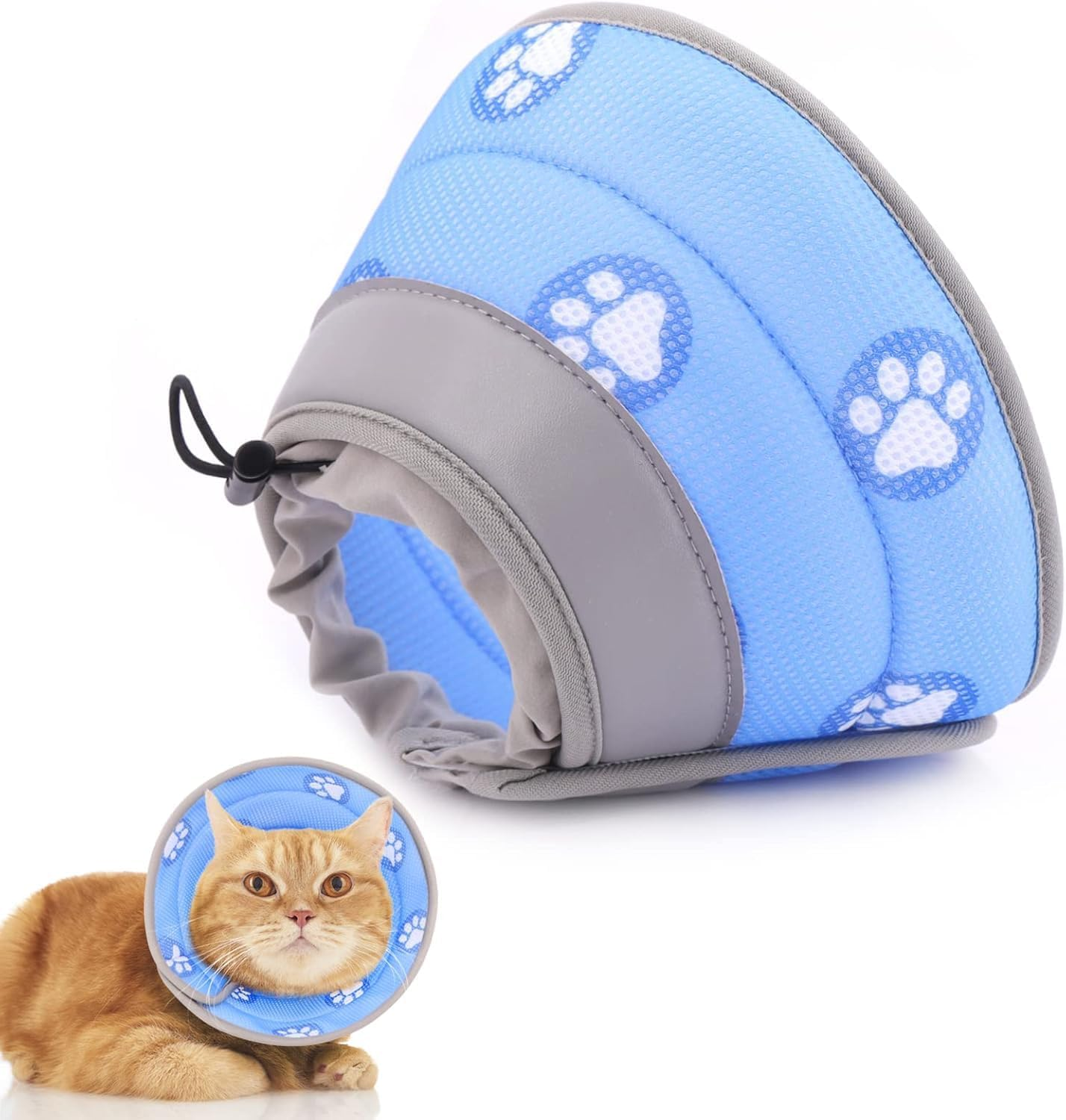 Cozioz Adjustable Soft Cat Cone Collar for Post-Surgery Recovery, Gentle and Comfortable Pet Collar to Prevent Licking for Kittens, Puppies, and Small Dogs(Blue, L) image number 6