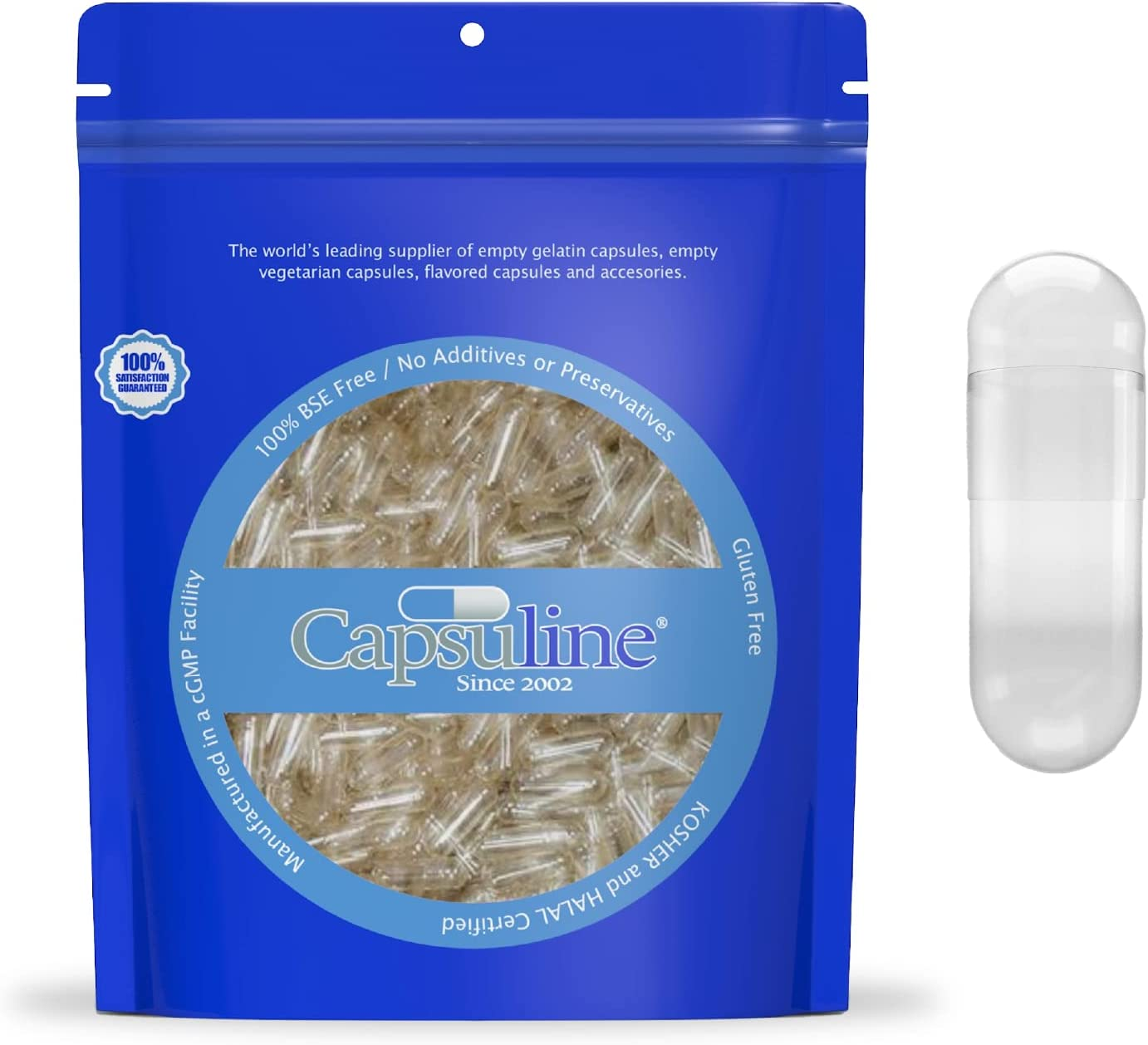Capsuline Size 00 - Clear Empty Gelatin Capsules - 1000 Count - Empty Gel Pill Capsules - DIY Pure Bovine Pill Capsule Filling - Empty Caps - Kosher, Gluten Free and Halal Certified - Non-Gmo Certified (Clear) image number 4