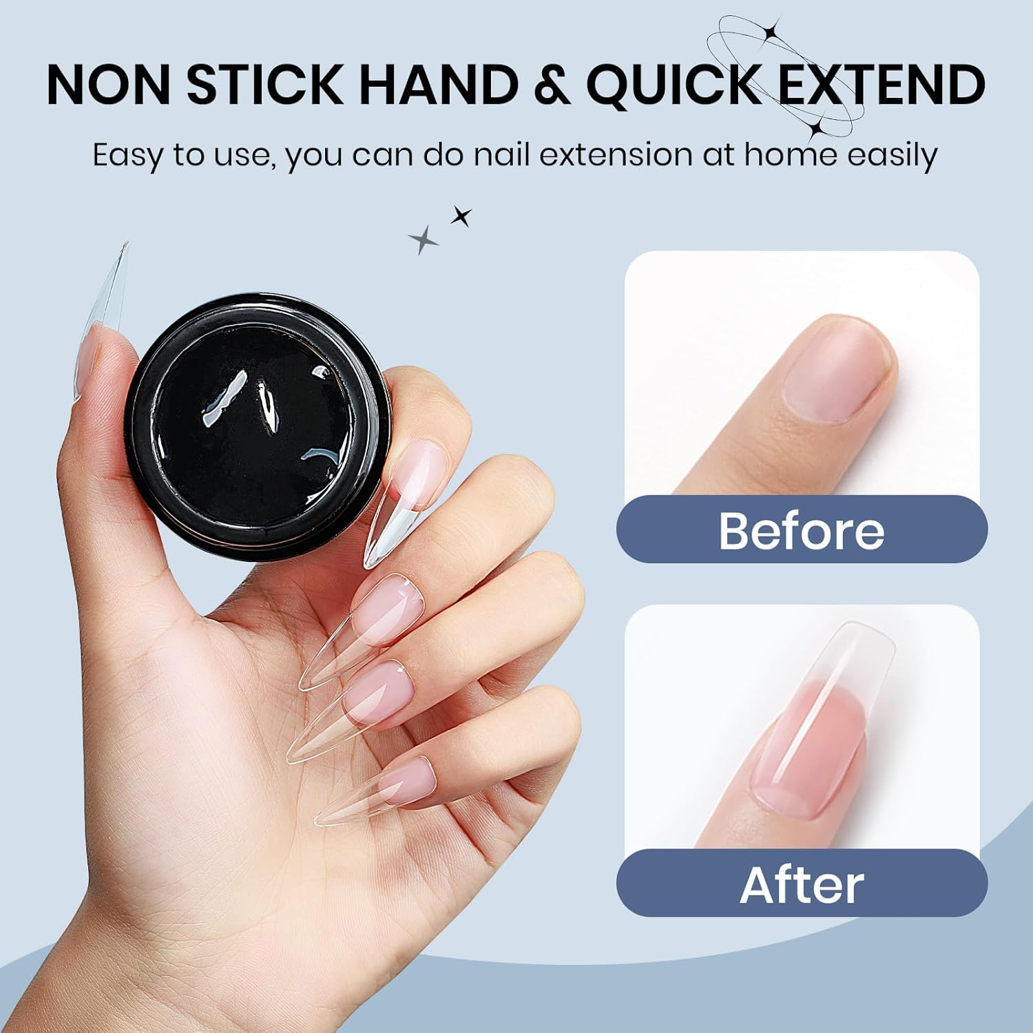 SUPWEE 3D Nail Gel Clear Non Stick Hand Solid Builder Gel for Nail Art 3D Sculpting Carving Modeling and Extension Soak off U V Home Diy Manicure image number 3