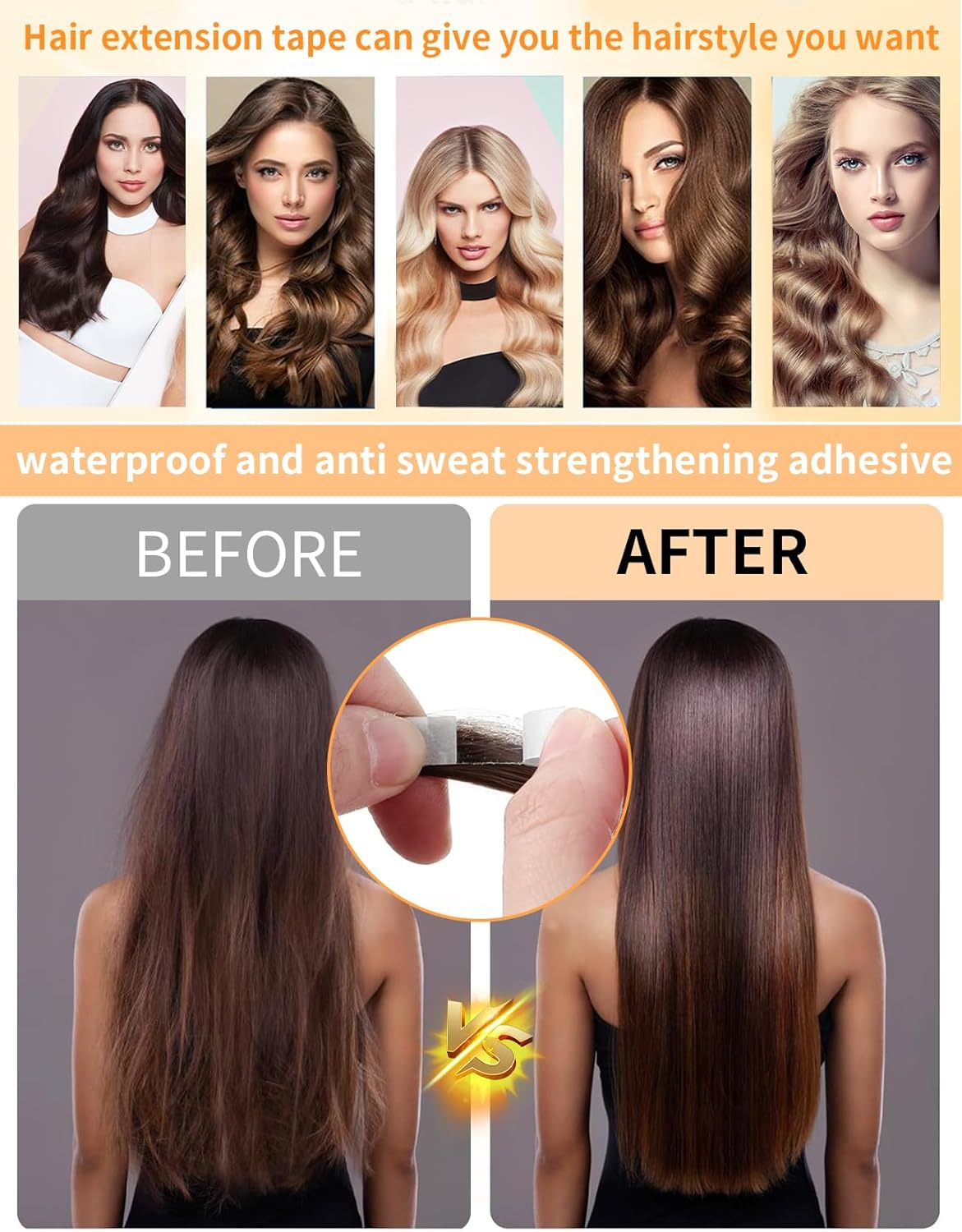 120PCS Double Sided Hair Extension Tape, Tabs for Replacement Wigs Supplies, Waterproof Strips for Toupee/Lace Wigs Film Adhesive No Shine Bonding