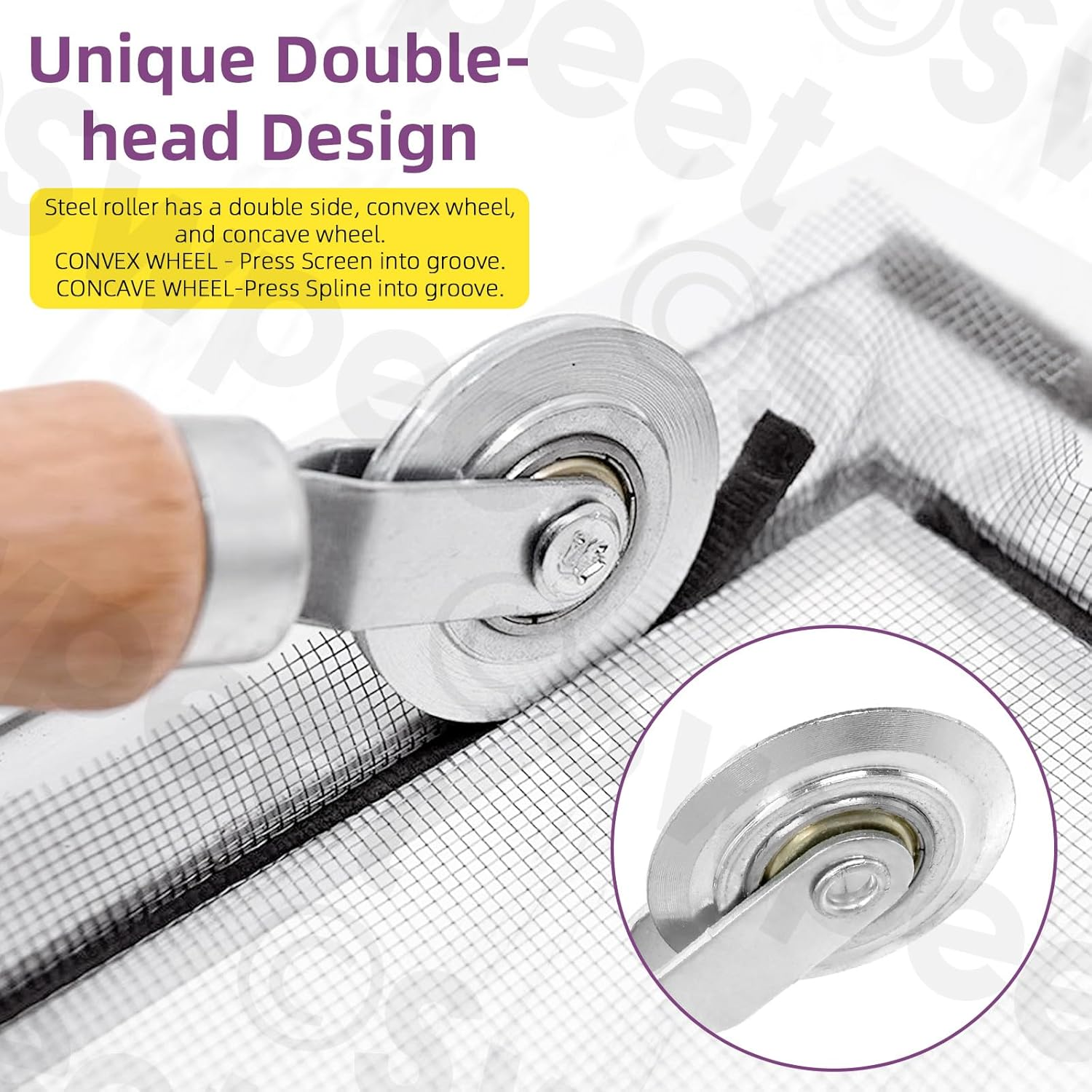 Swpeet 4Pcs Screen Repair Kit, Include Black Screen Mesh, Double Sided Screen Roller, Window Screen Hooks, Retainer Spline, for Replacing & Installing Door and Window Screens image number 3