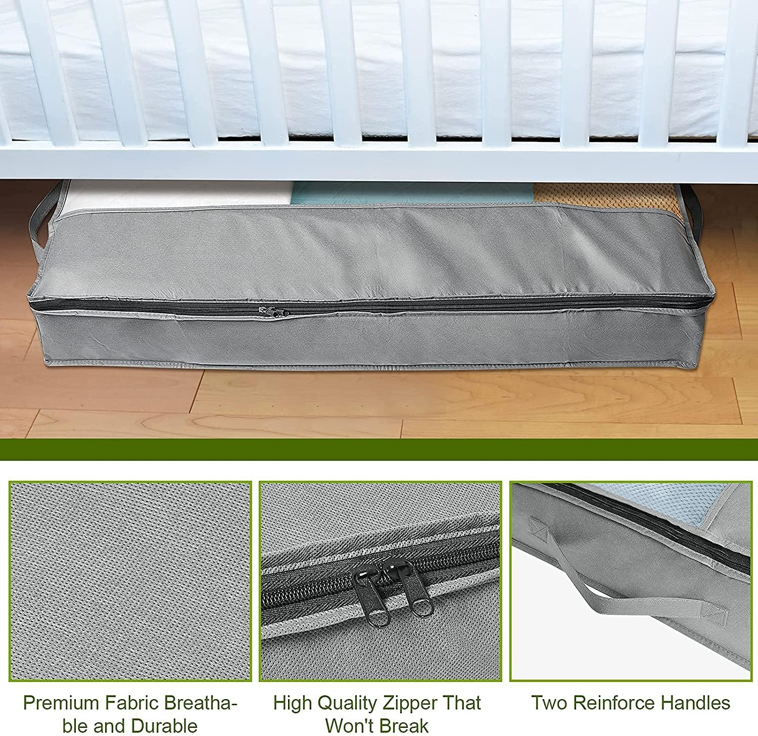 Underbed Storage Bags Solutions Organizer with Zips and Clear Window for Clothes,Duvet Comforters Blankets Bedding Quilts Moving(2 Pack) image number 3