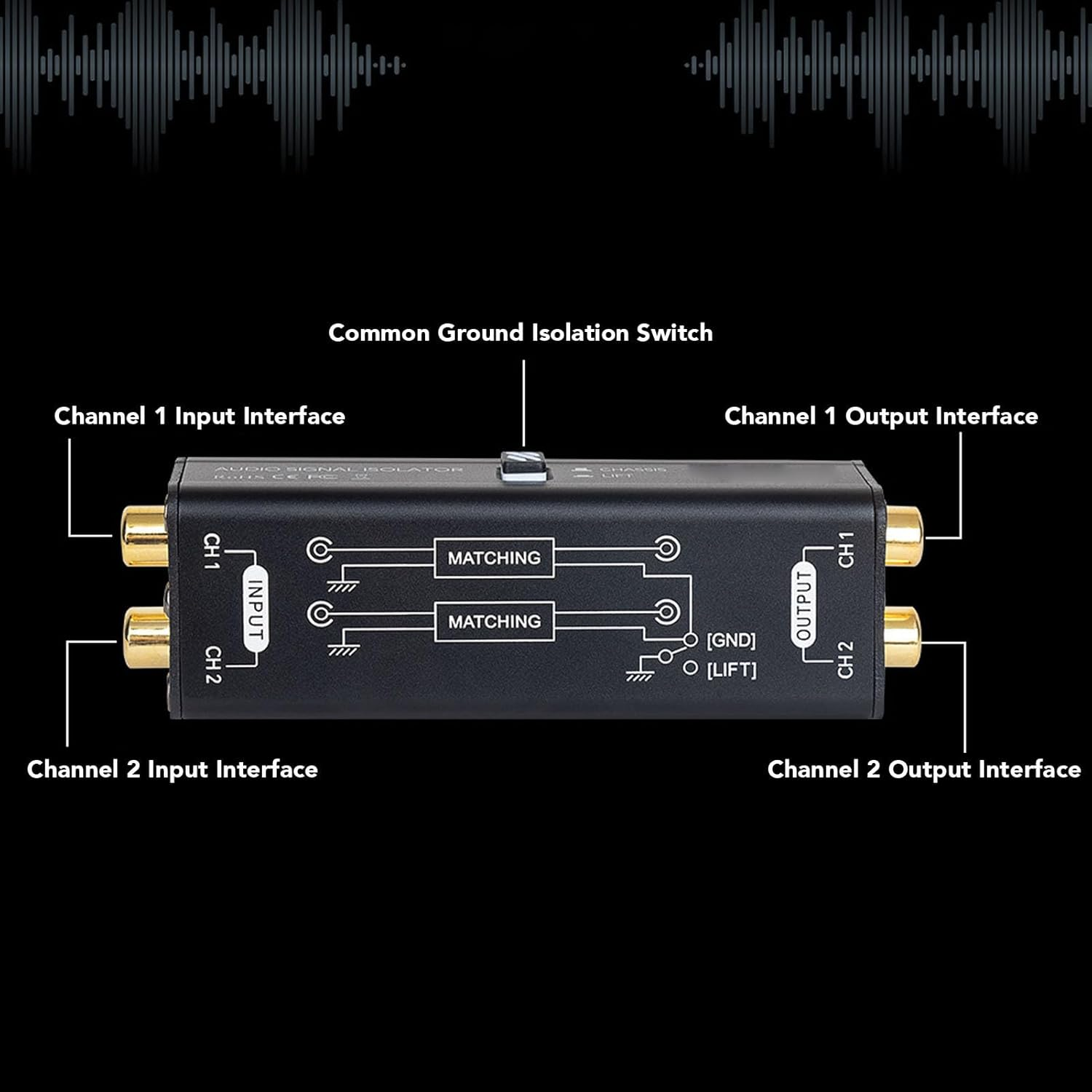 Ground Loop Noise Isolator, Buzzing Noise Filter, Buzzing Noise Elimination for Car Audio and Home Stereo System, Ground Loop Noise Filter Stereo Audio Noise Isolator Box image number 3