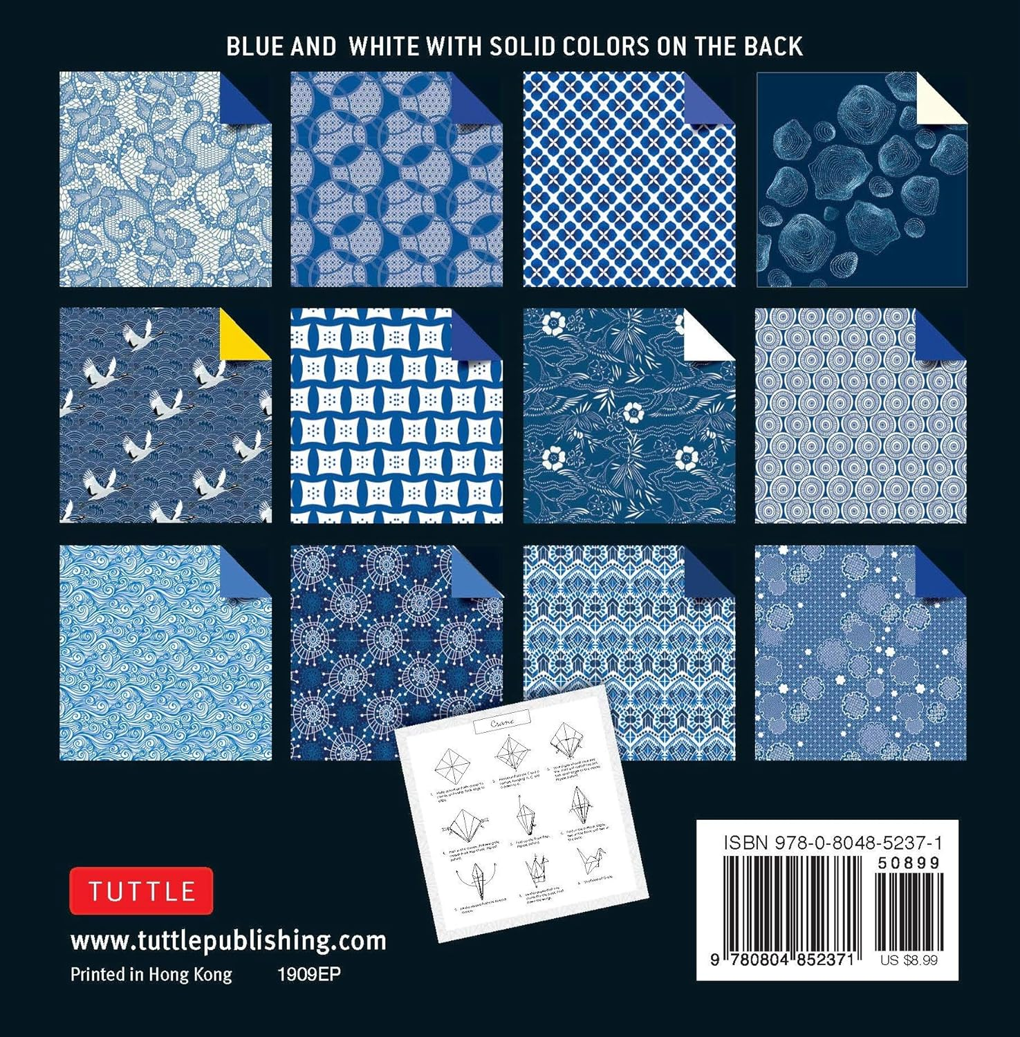 Origami Paper 200 Sheets Blue and White Patterns 6" (15 Cm): High-Quality Double Sided Origami Sheets Printed with 12 Different Designs (Instructions for 6 Projects Included) image number 6