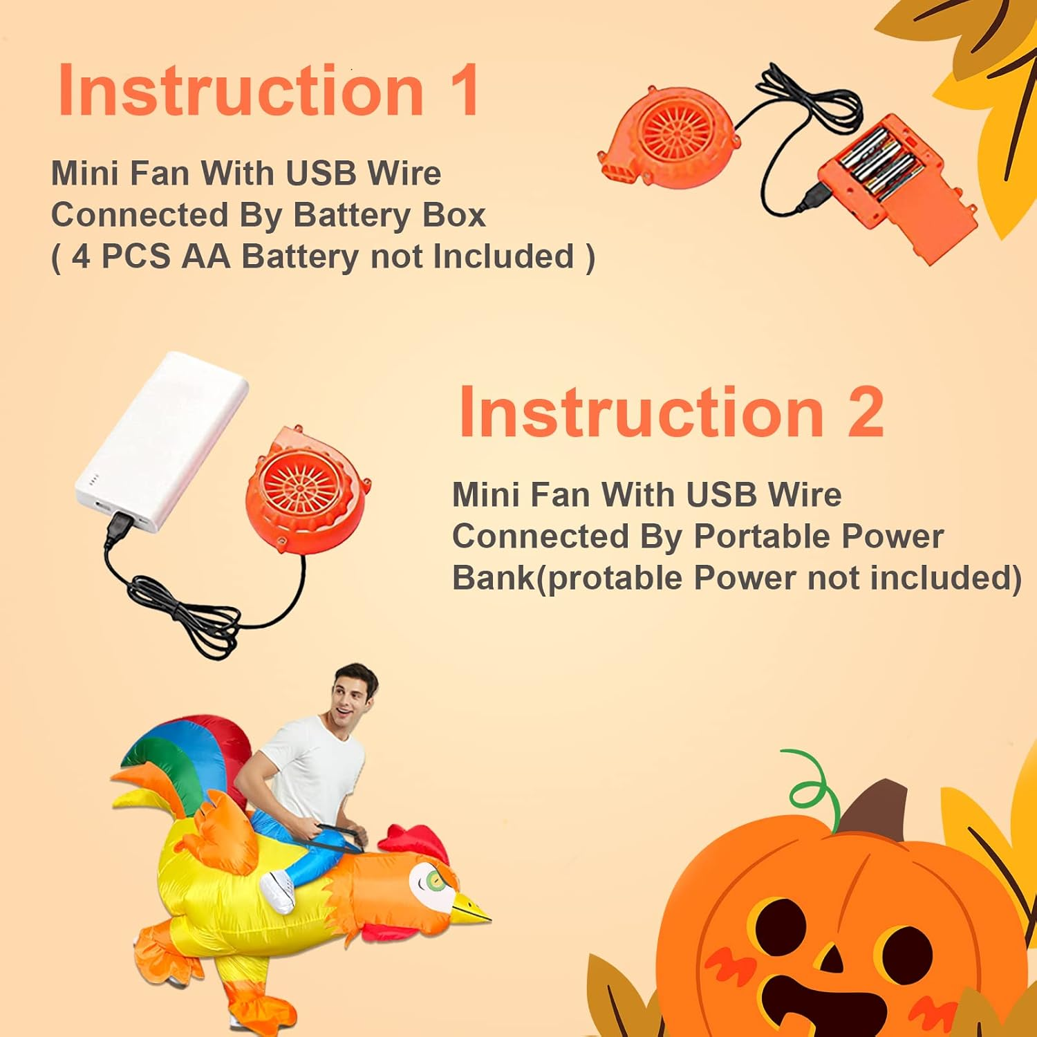 Inflatable Costume Chicken Costume Funny Halloween Costumes Blow up Chicken Costume for Men Women - Kids Inflatable Costume image number 2