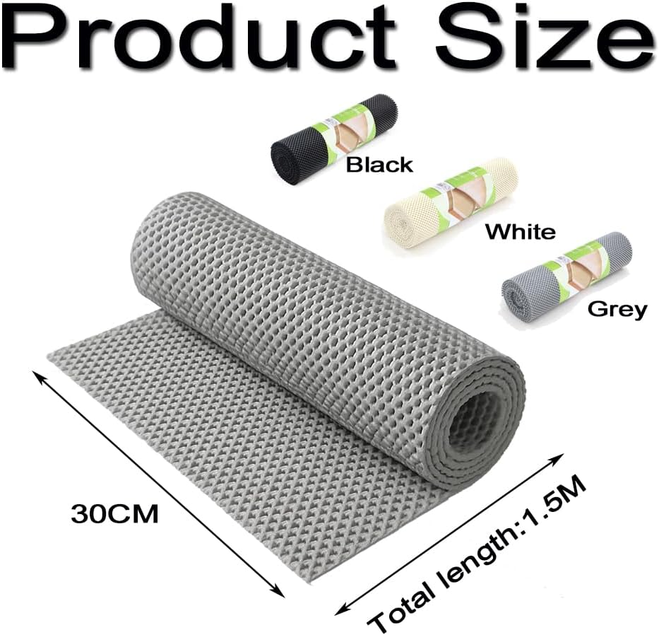 Non-Adhesive Roll Drawer Liners,11.8Inx4.9Ft Strong Grip Non-Slip Shelf Liner for Kitchen Cabinets, Cupboards, Drawers & Shelves, Durable & Protective (Gray) image number 5