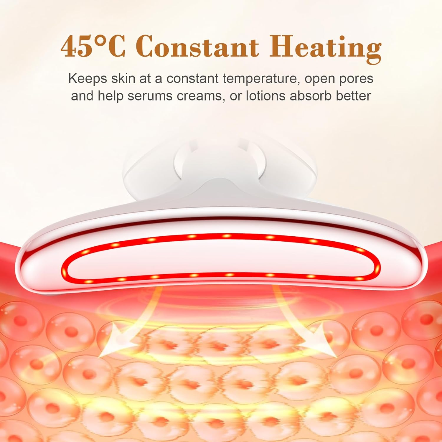 DOCOCO Face and Neck Massager, 45&deg;C Thermal Red Light Therapy for Face, Portable Facial Massager for Skin Tightening, Face Lift, Face Sculpting Tool - White image number 3