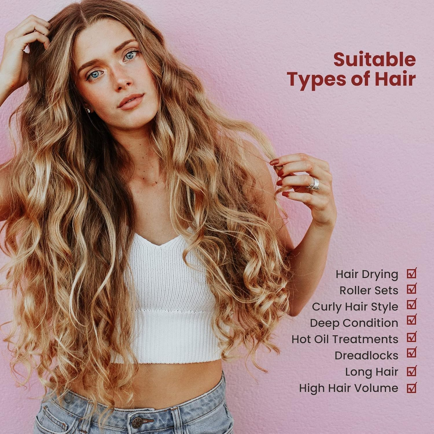 Net Plopping Cap for Drying Curly Hair, Adjustable Net Cap for Drying Curl with Drawstring, Hair Dryer Bonnet, Plopping Hair for Women (Black, One Size) image number 1