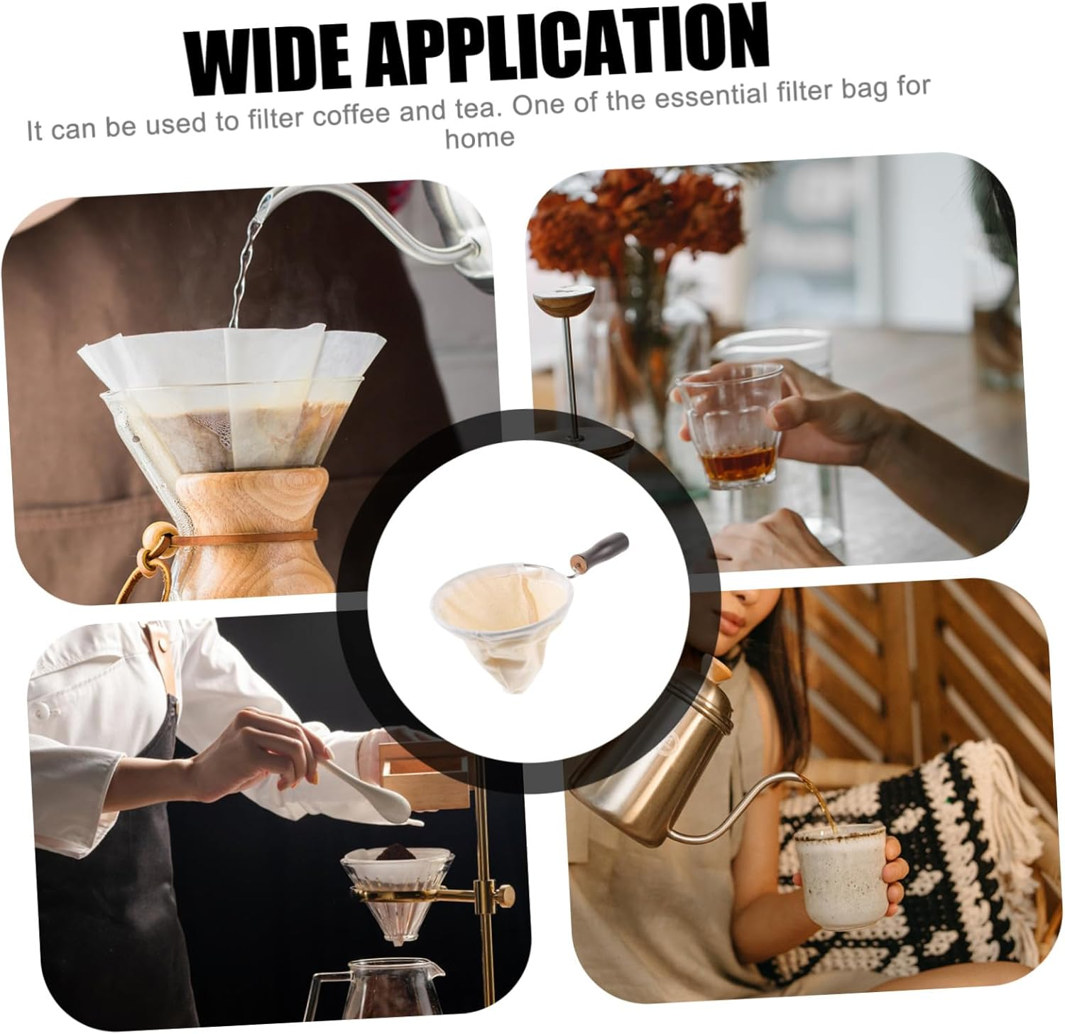 Iplusmile Coffee Filter Bag Reusable Strainer Bags Filter for Tea Strainer and Coffee Use in Kitchen image number 4