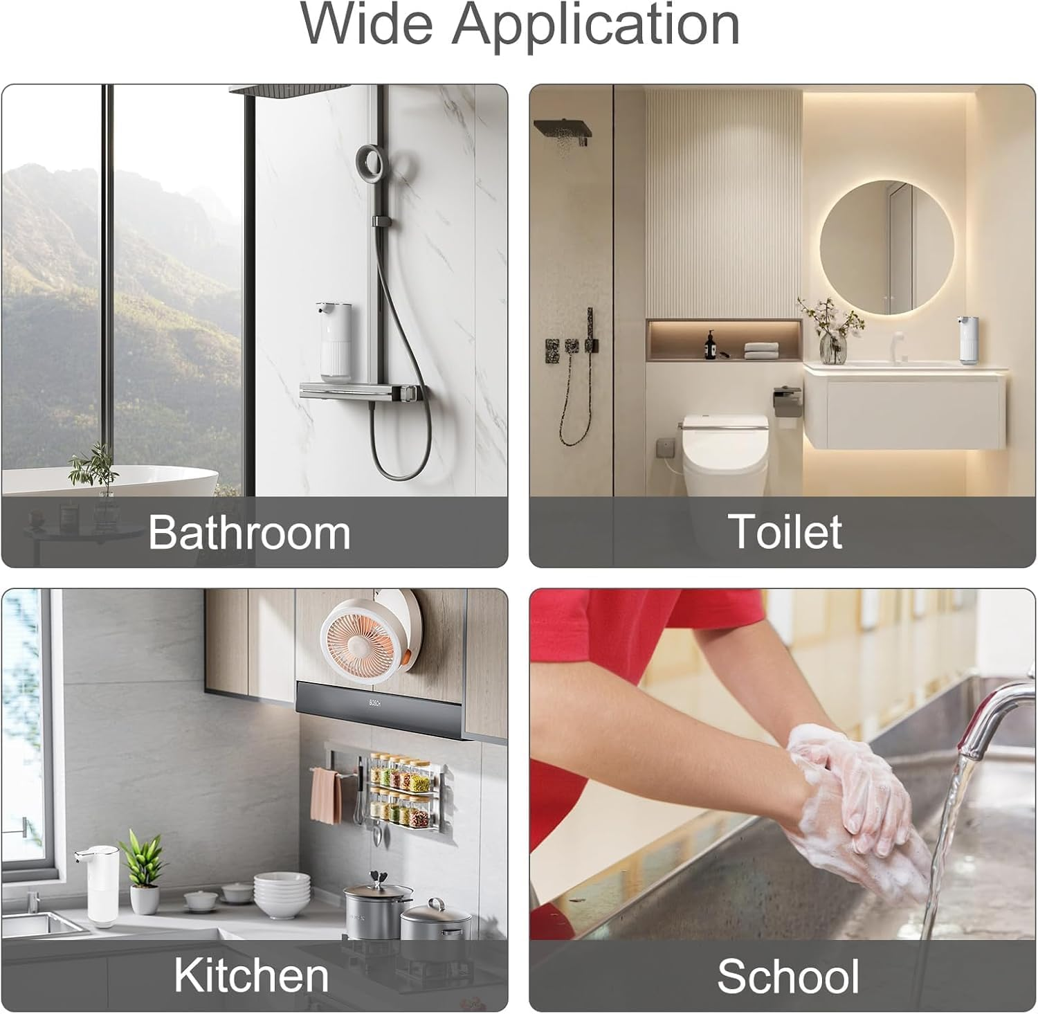 YVXUN Automatic Foaming Soap Dispenser,Touchless Hand Sanitizer Dispenser Electric,Hand Soap Dispenser 4-Level Adjustable,Foam Soap with USB C Rechargeable for Kitchen,Bathroom,Hotel,Restaurant(White) image number 2