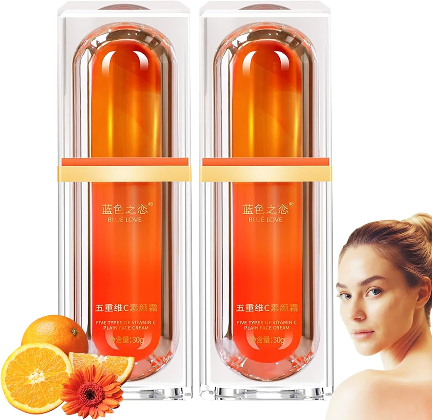 2CPS Five Vitamin C Tone up Cream, Natural-Looking Silky Tinted Moisturizer Quick Makeup Cream, Face Moisturizer Liquid Foundation for All Skin Types, 5.5Oz