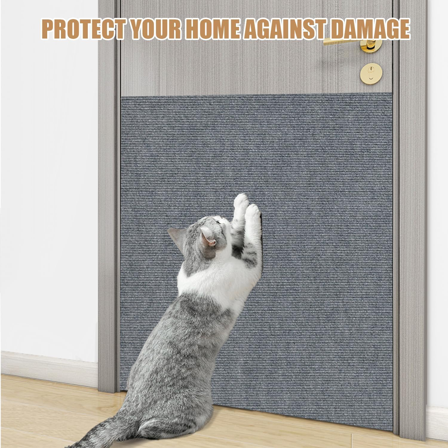 Large Cat Scratching Mat, 78.7"X15.8" Trimmable Cat Scratching Post Carpet Covered, Durable Cat Tree Replacement, Self-Adhesive Couch Protector, Shelf Shelves Steps Furniture DIY Protector (Grey, 1) image number 3