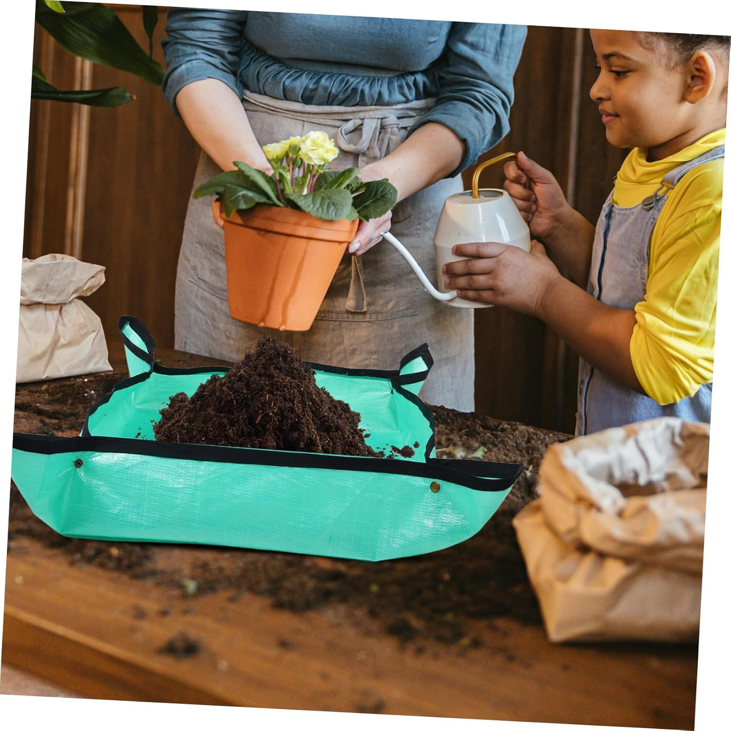 DECOMELODY Indoor Plant Potting Soil Mat Multi-Use Home Gardening Mats for Soil Changing Pe Material image number 3