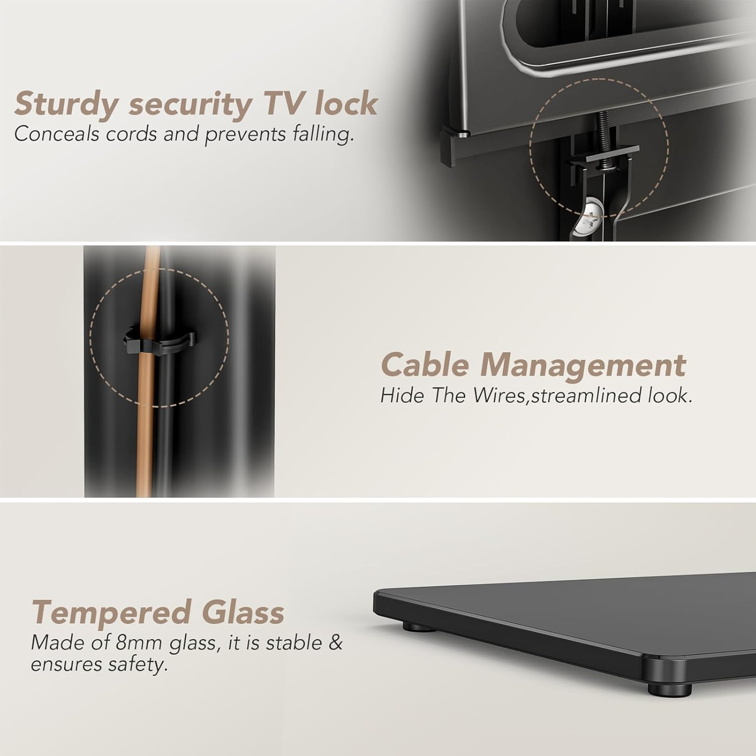 Universal Floor TV Stand with Mount 70 Degree Swivel 9 Level Height Adjustable and Space Saving Design for Most 27 to 65 Inch LCD, LED OLED Tvs One Shelf - White image number 4