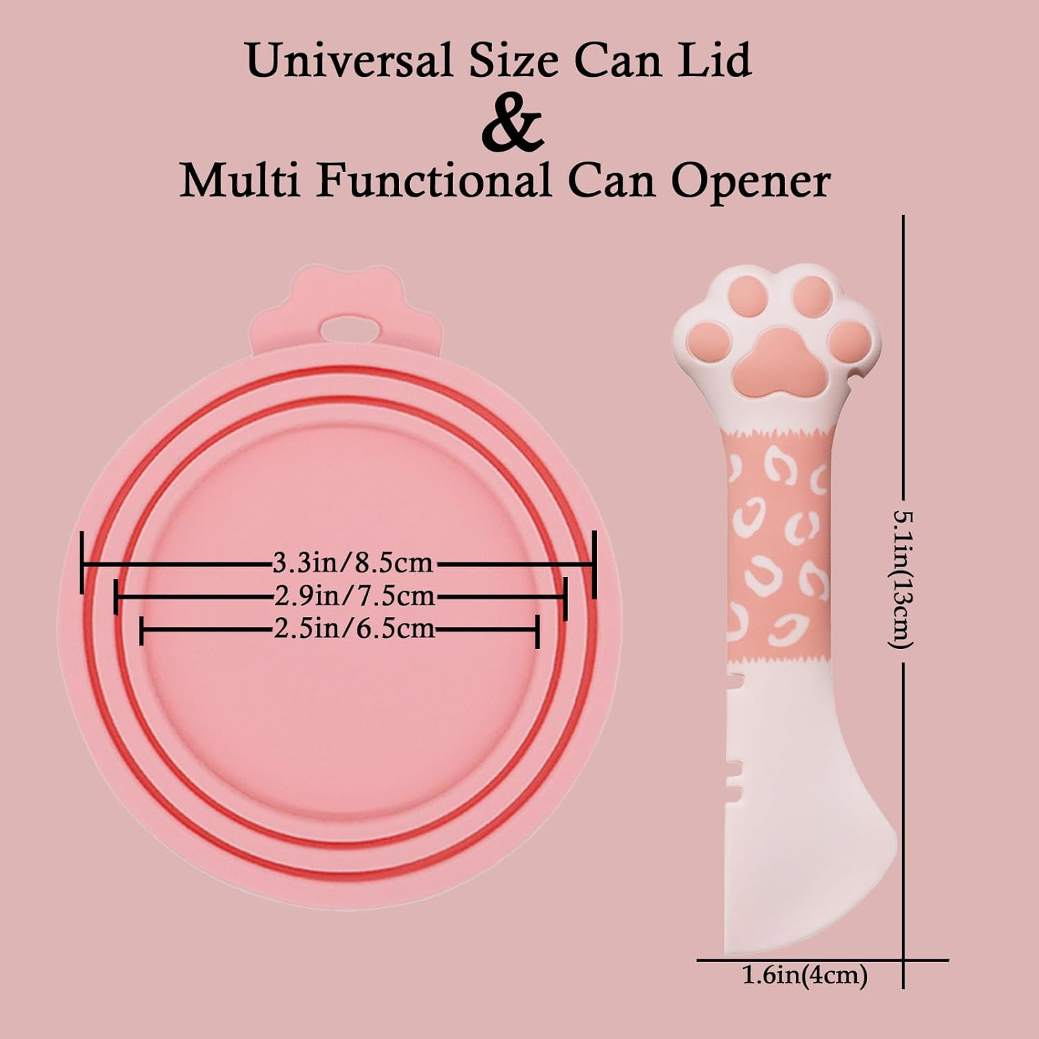 SJANE Cat Food Can Spoons & Can Lids | 4 Pcs | Colorful Multi-Function Cute Paw Shape Can Opener | Universal Silicone Pet Food Can Covers | Wet Food Spatula for Kittens and Dogs(Pink+Blue)